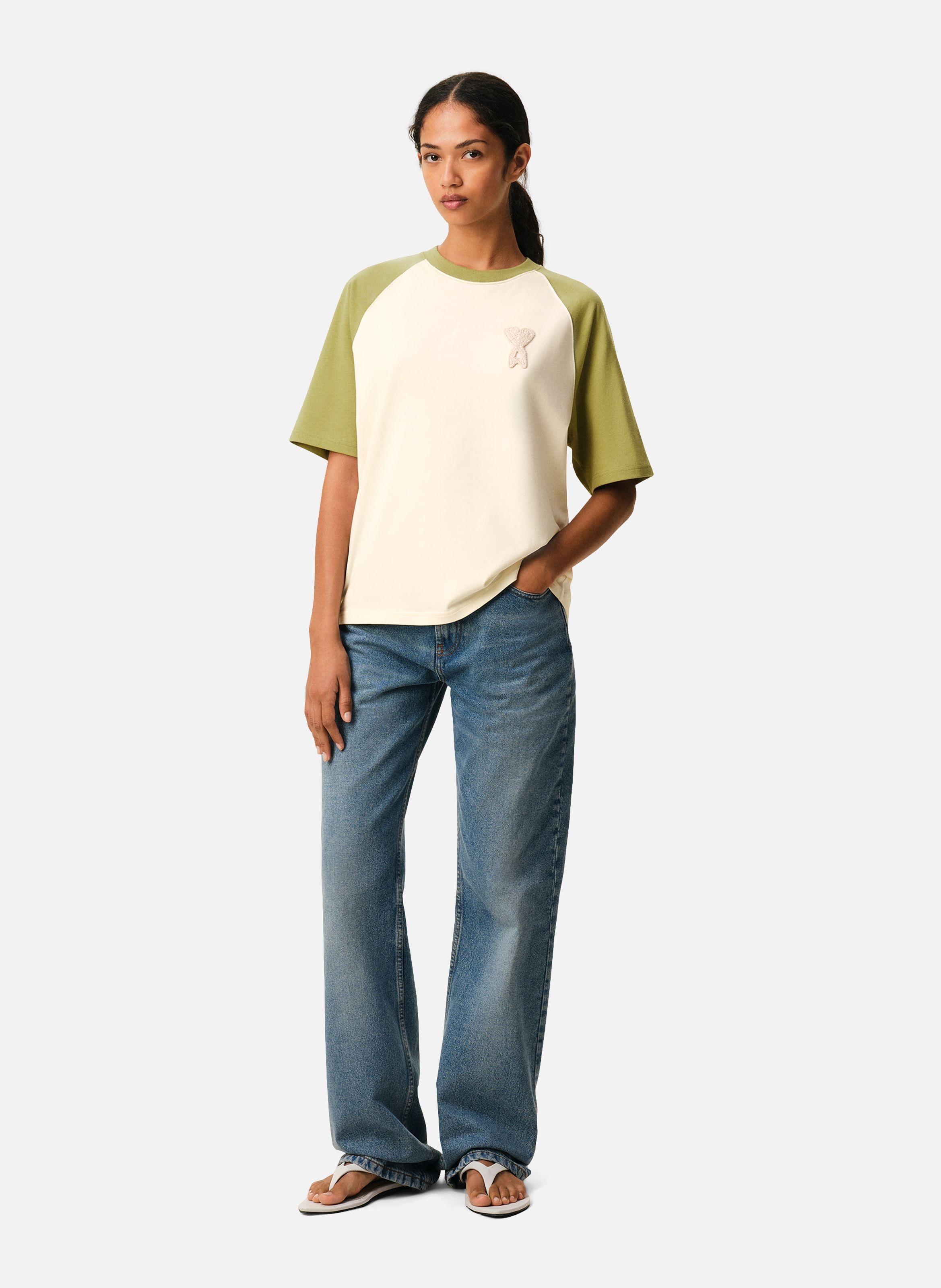 T-shirt ami de coeur en crochet unisexe en coton AMI PARIS Blanc