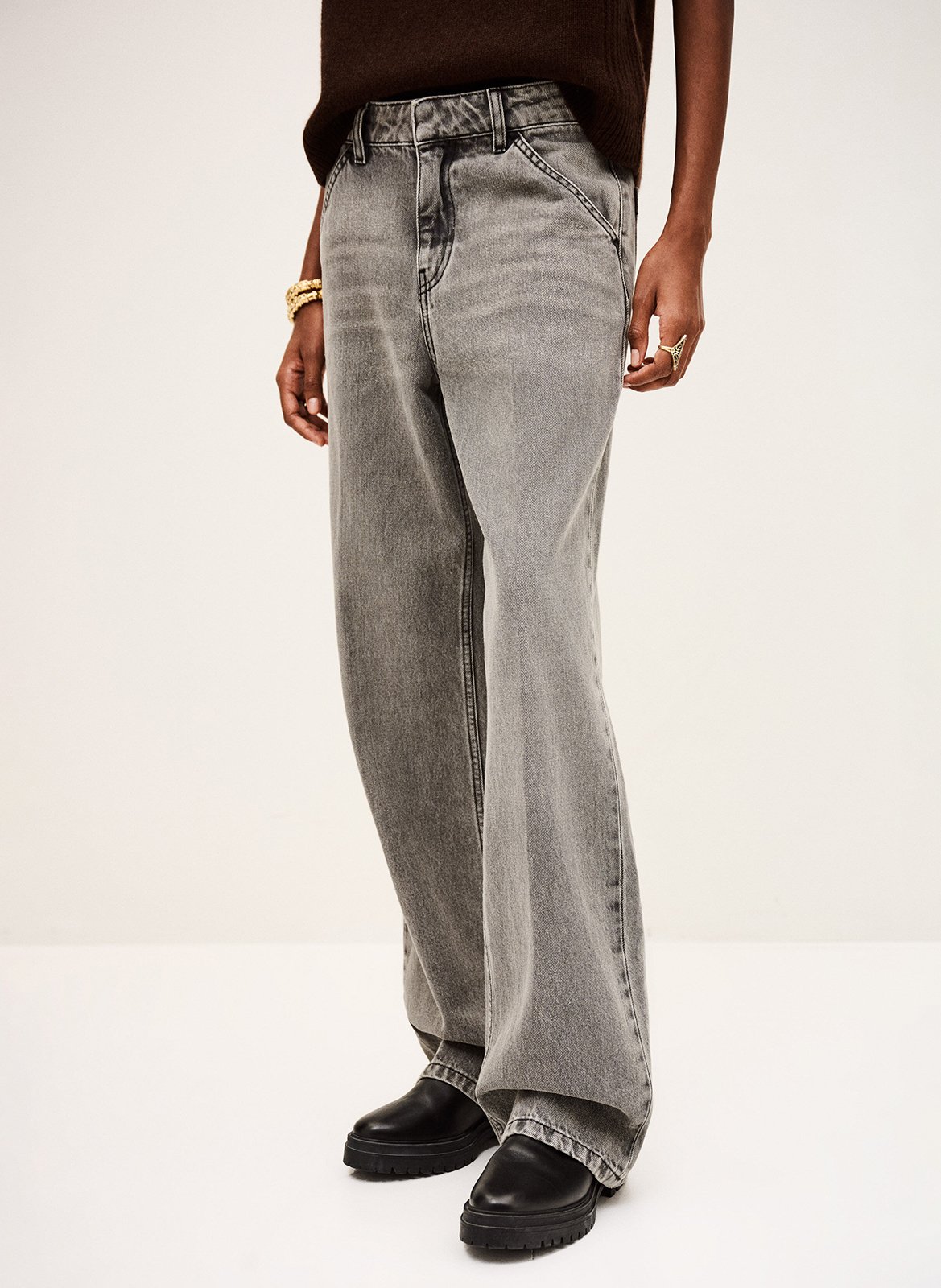 Jean large délavé vecchi BA&SH Gris