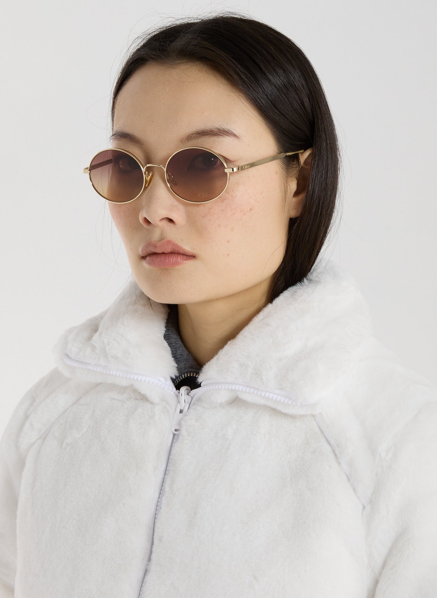 Lunettes ovales métallisées CHLOÉ Marron