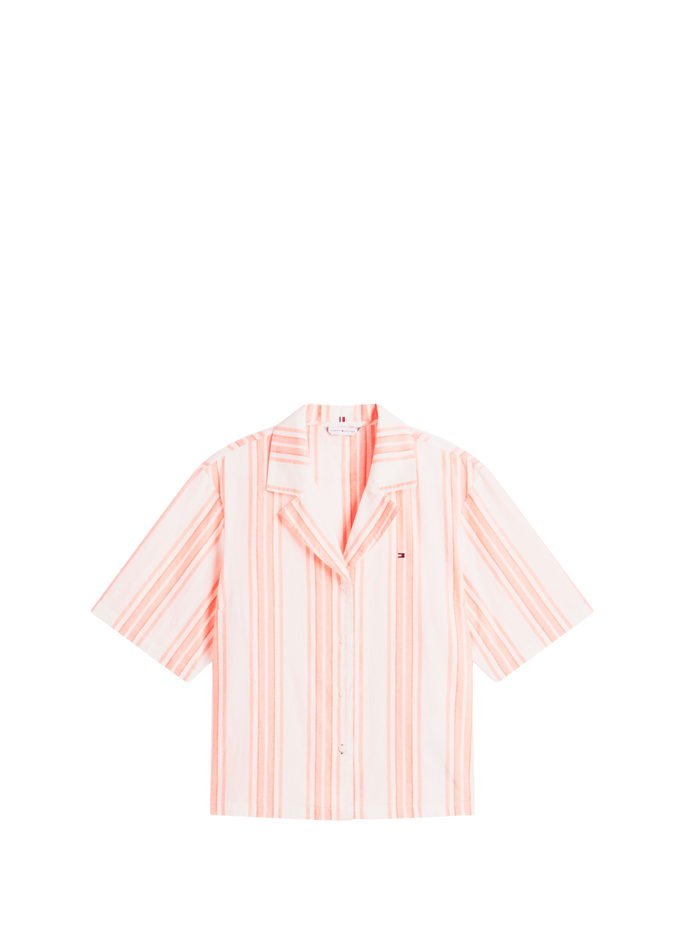 Striped Essential cotton and linen short pajama set TOMMY HILFIGER Orange