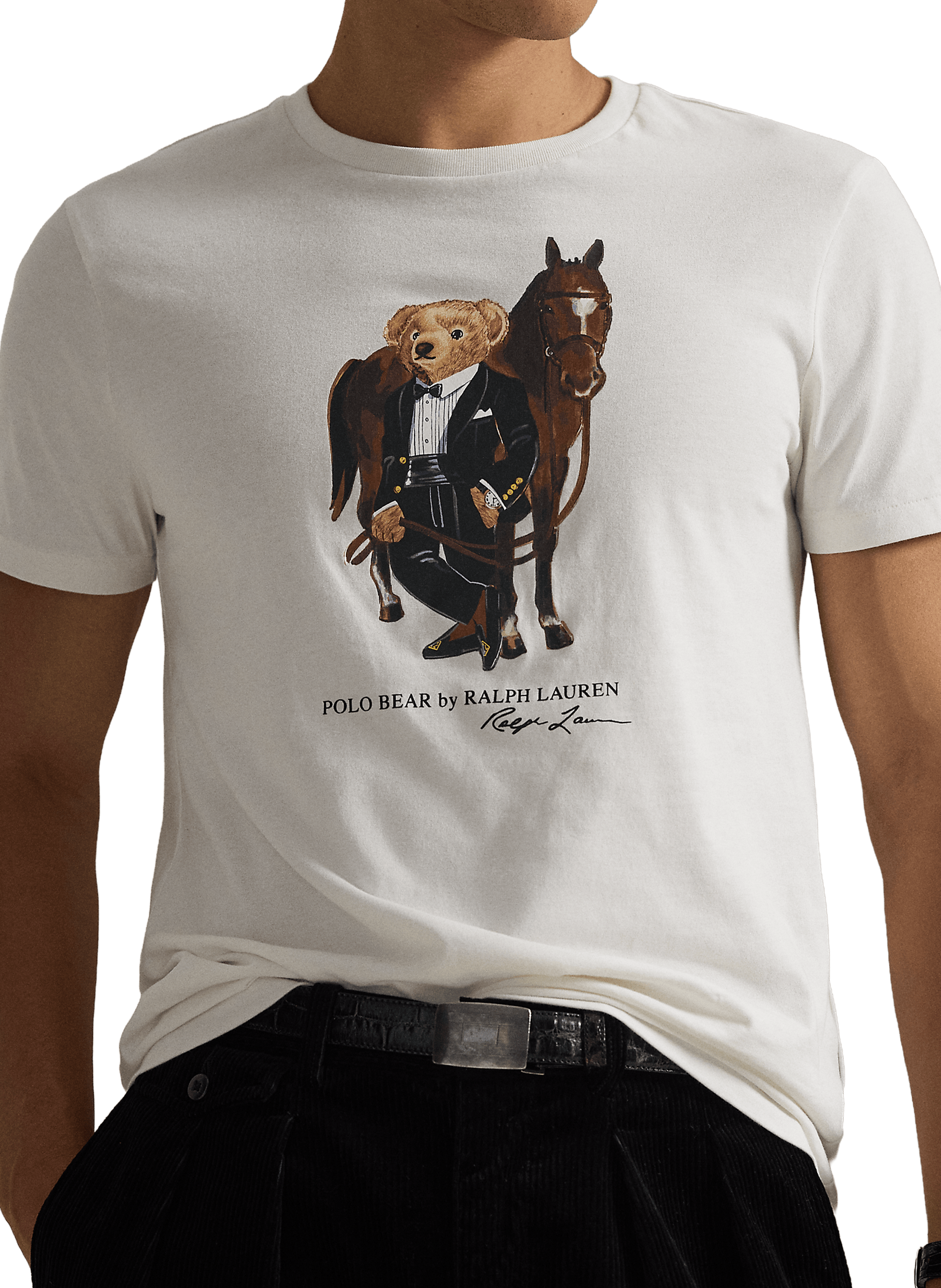 T-shirt col rond sérigraphié en coton POLO RALPH LAUREN Blanc