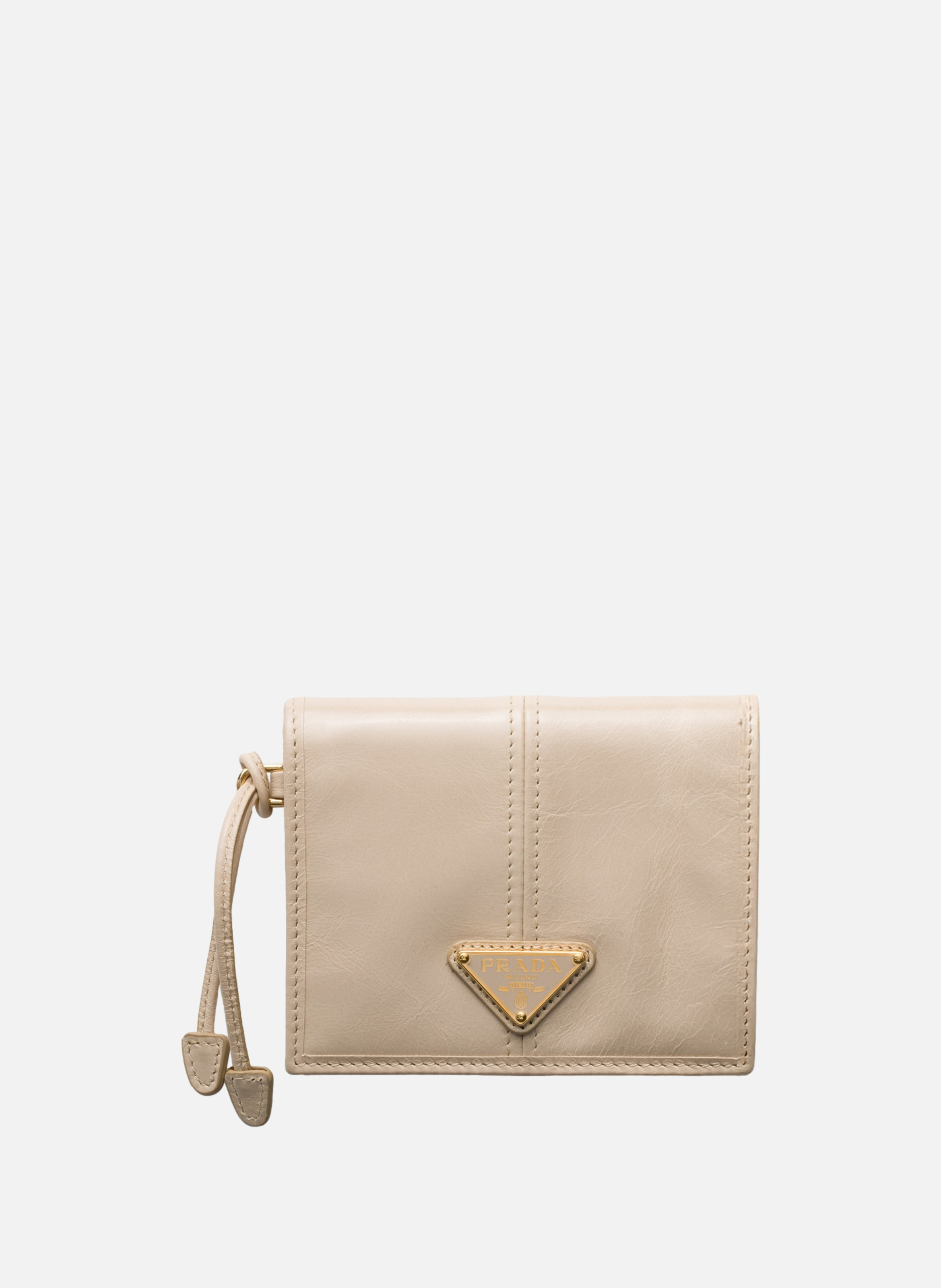 Petit portefeuille en cuir PRADA Beige