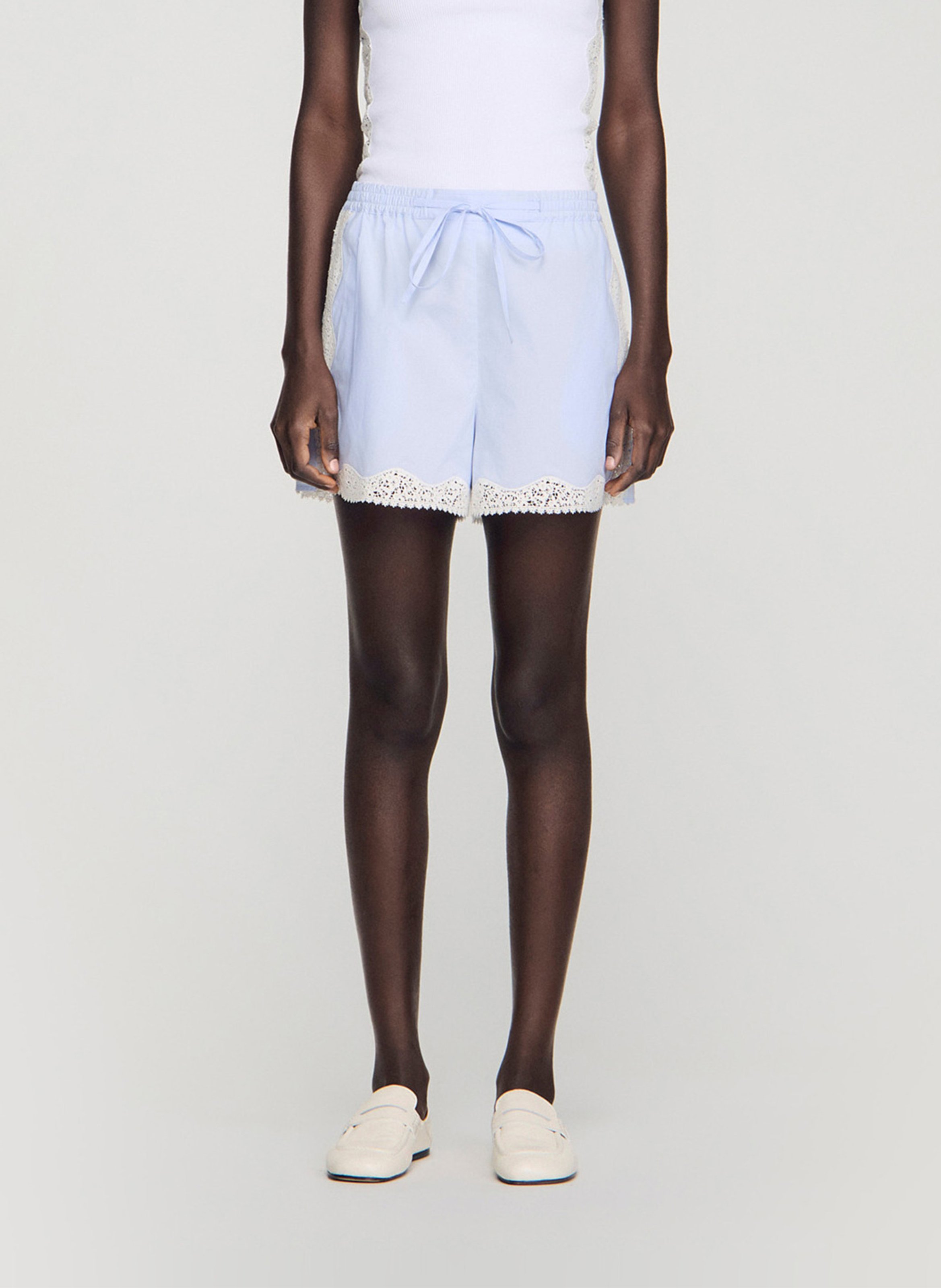 Short large en coton SANDRO Bleu