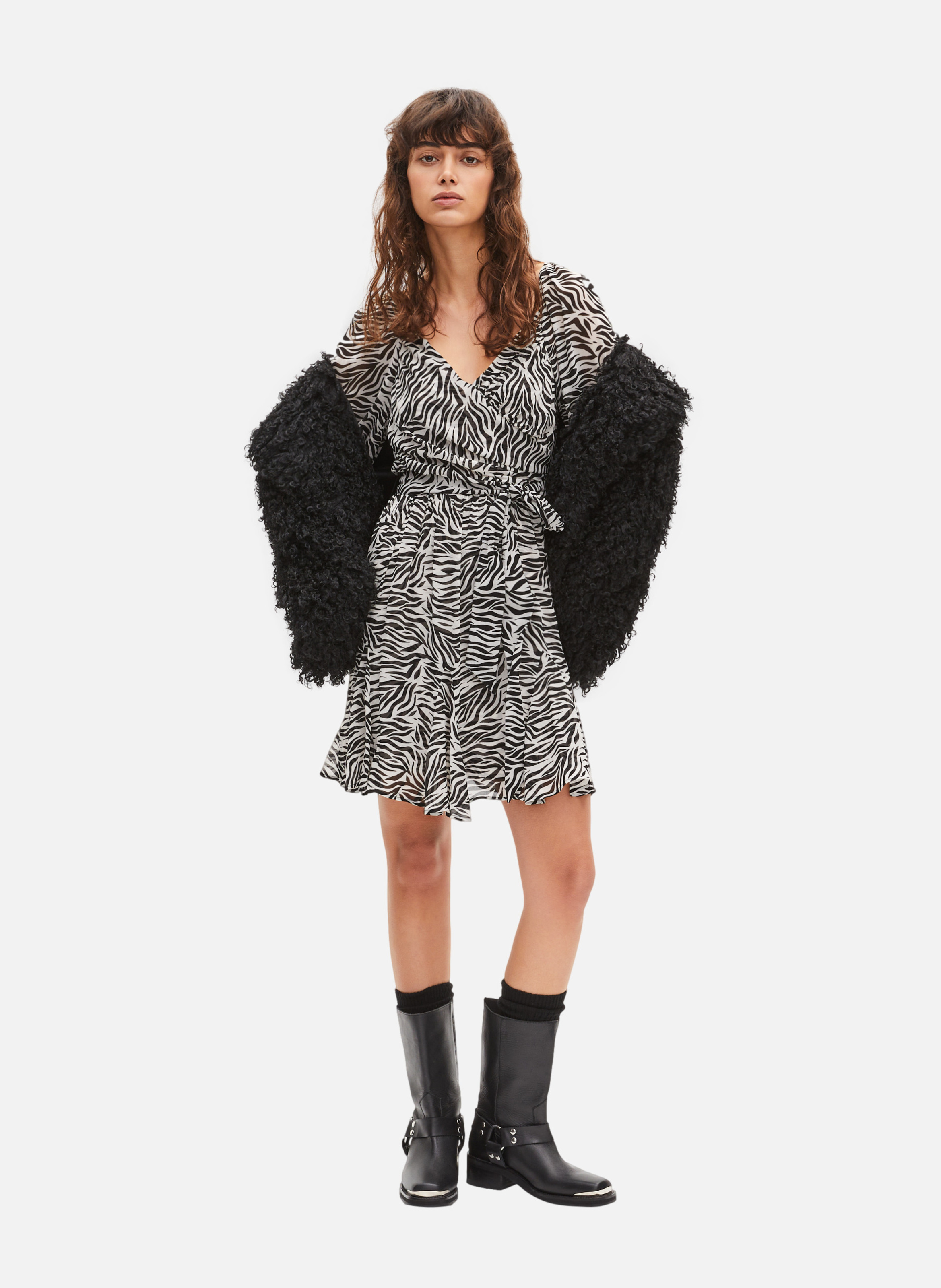 Robe courte portefeuille imprimée THE KOOPLES Noir