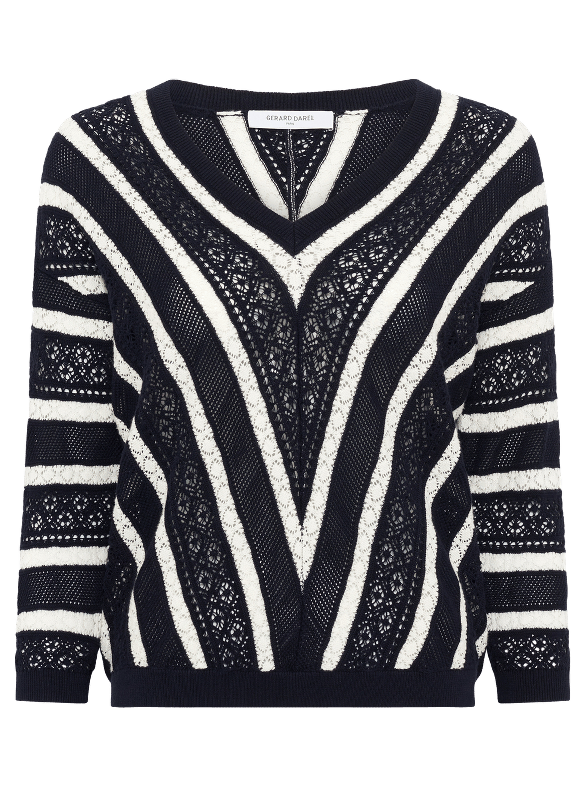 Pull en crochet à rayures contrastées - loretta GERARD DAREL Bleu