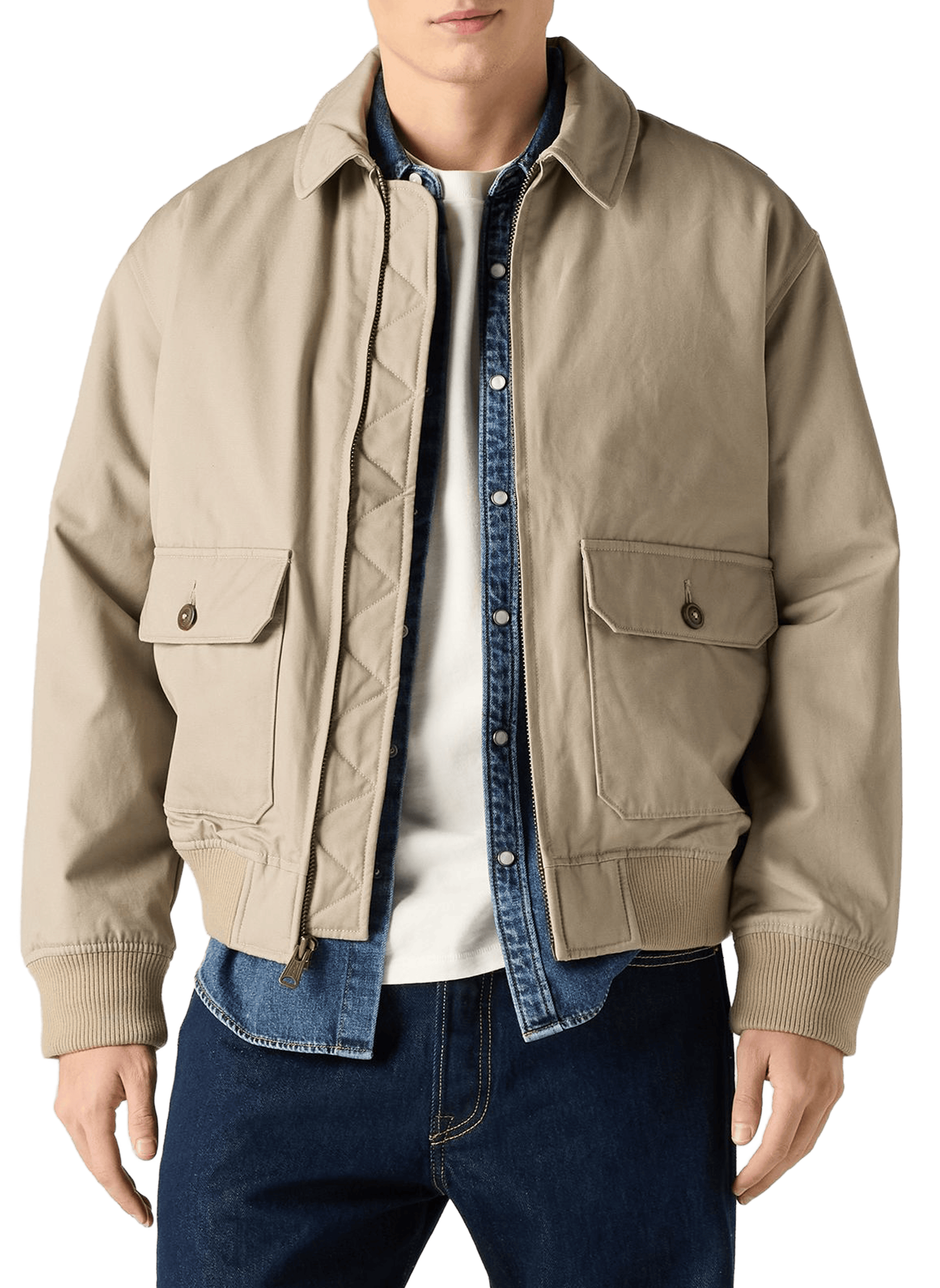 Veste droite en coton LEVI'S Kaki