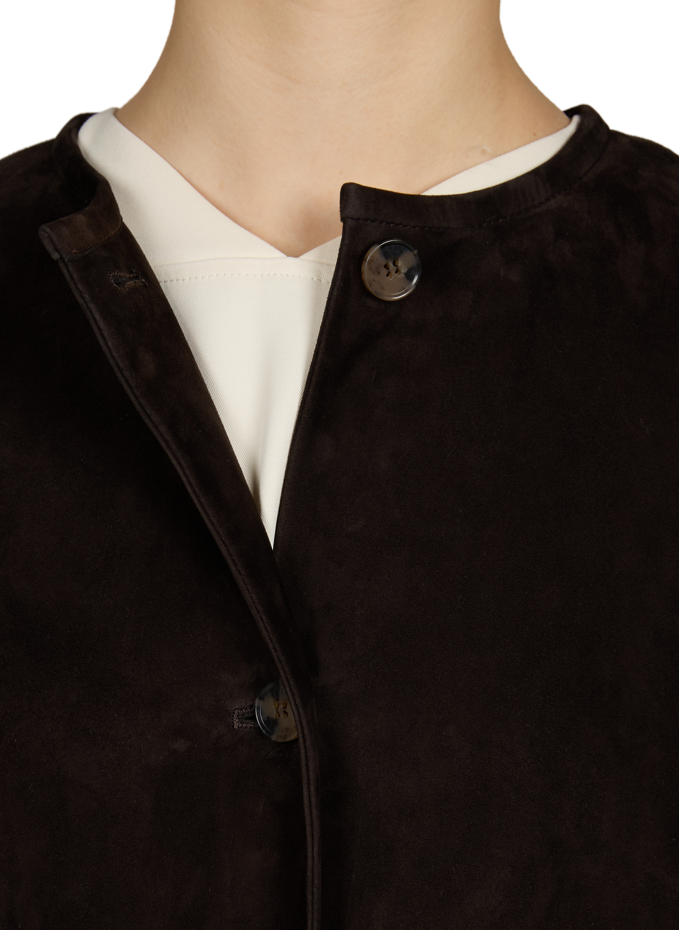 Veste Waren à col rond en cuir suédé LOULOU DE SAISON Noir