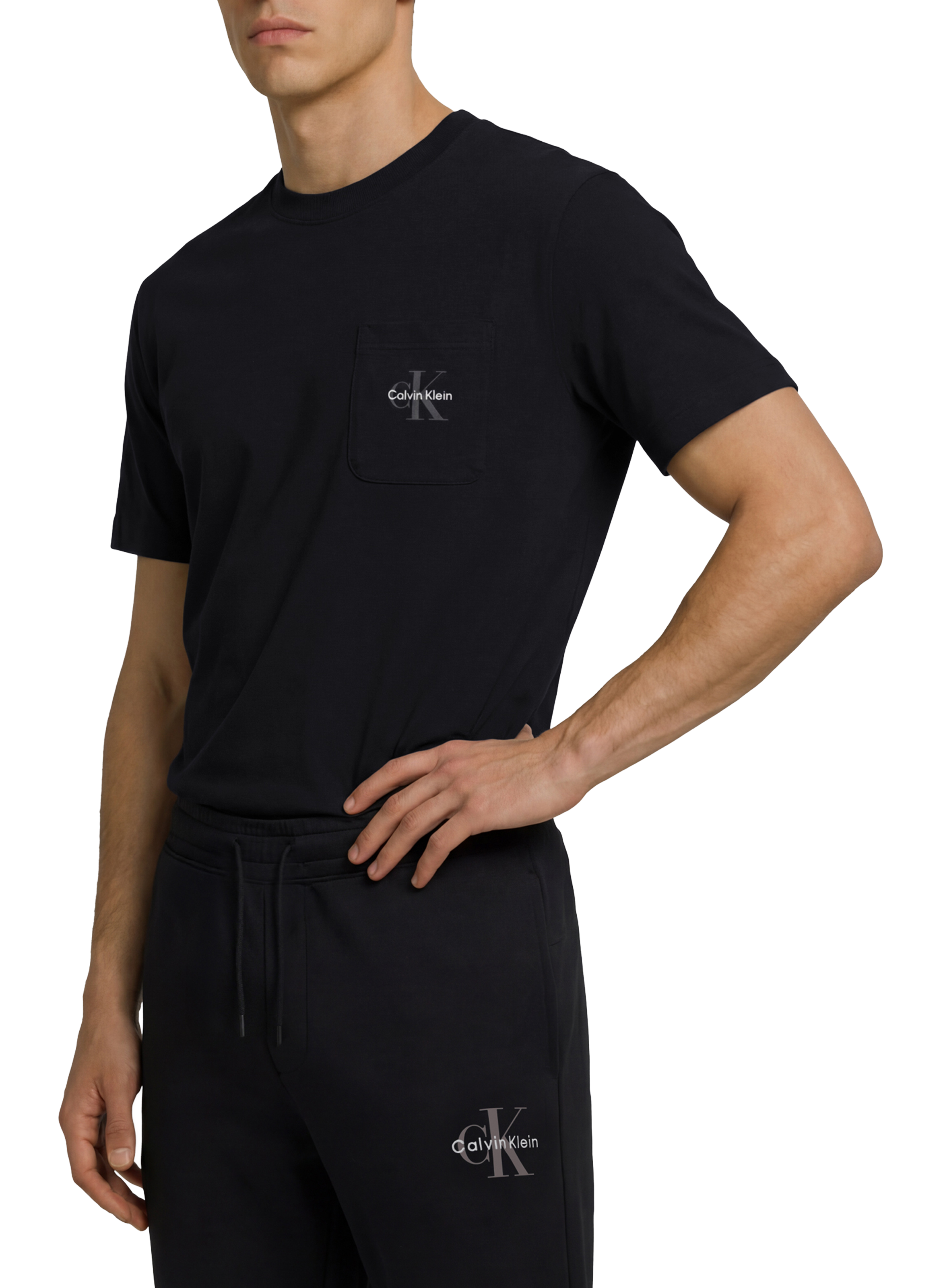 Cotton-blend round-neck T-shirt CALVIN KLEIN Black