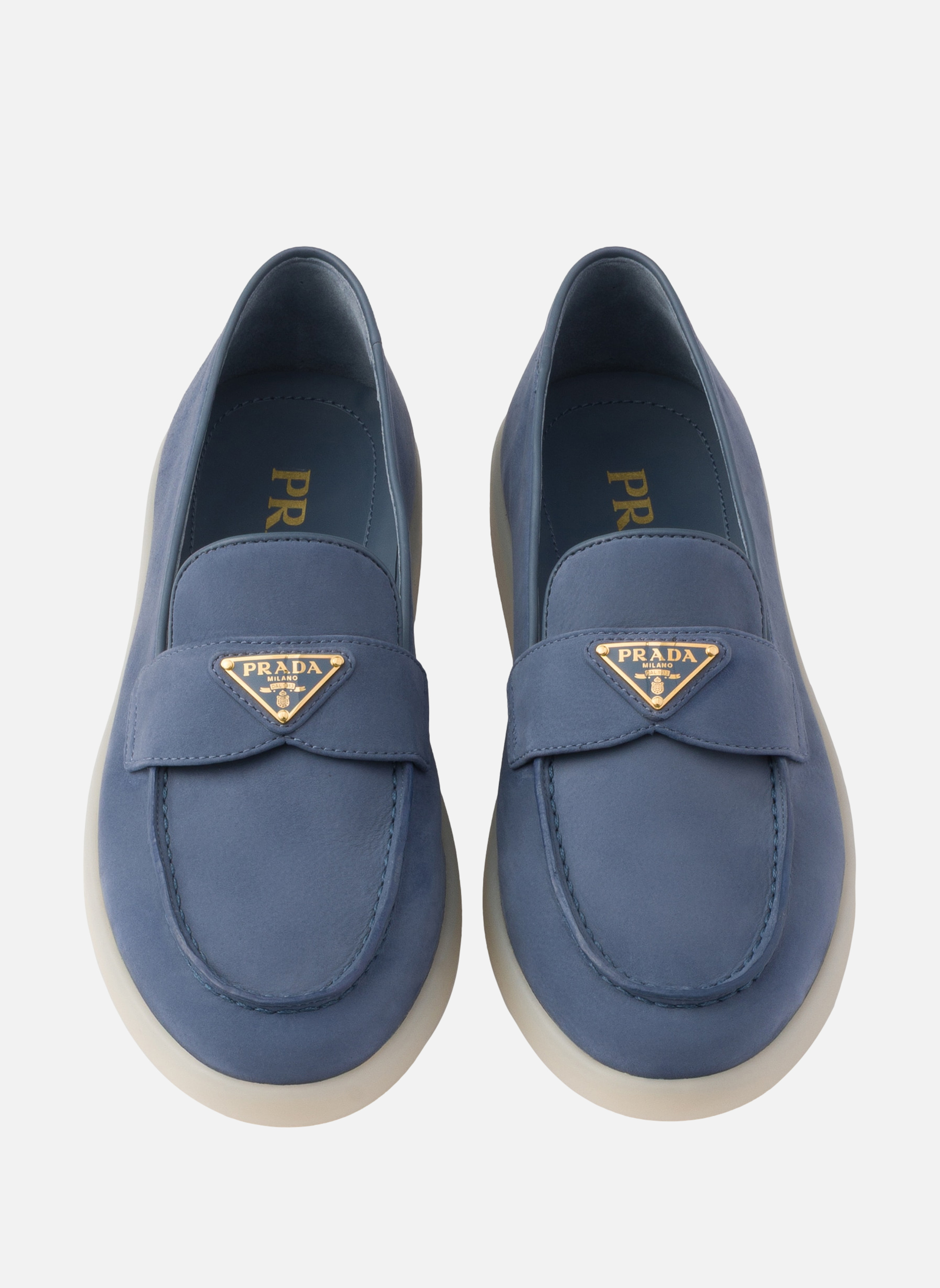Mocassins en nubuck PRADA Bleu