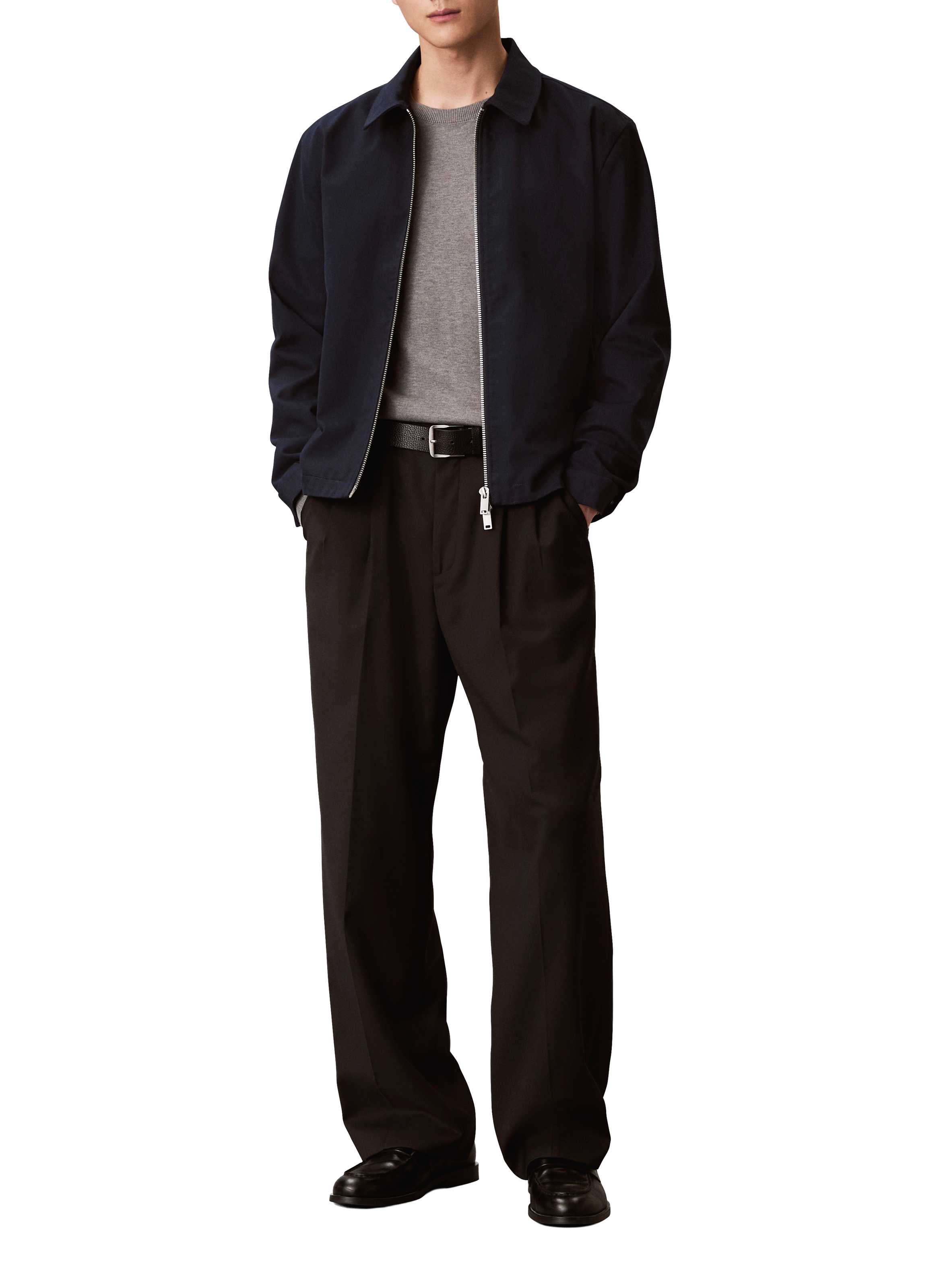 Straight zip-up cotton jacket CALVIN KLEIN Blue