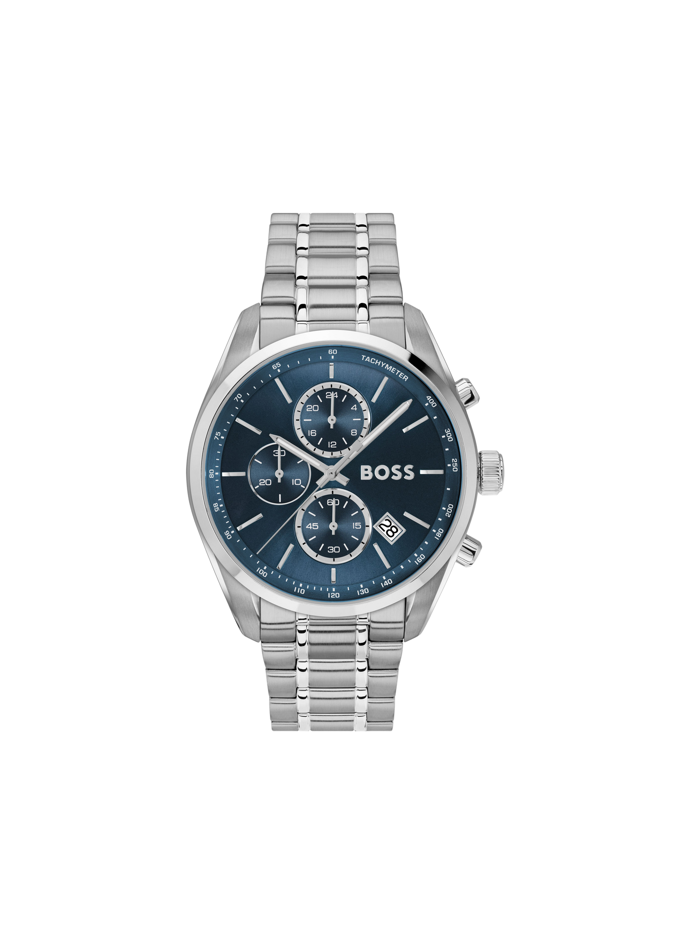 Montre quartz Grand prix 44 en acier inoxydable BOSS MONTRES Bleu