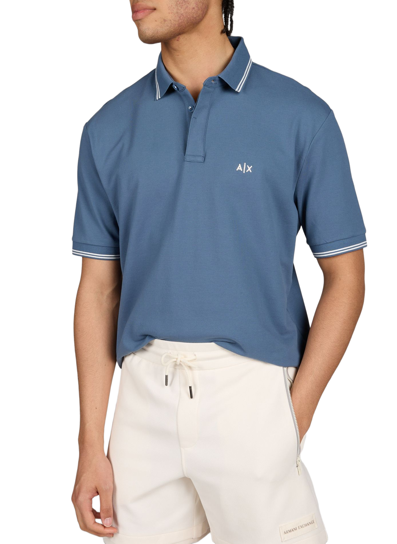 Polo manches courtes en coton mélangé ARMANI EXCHANGE Bleu