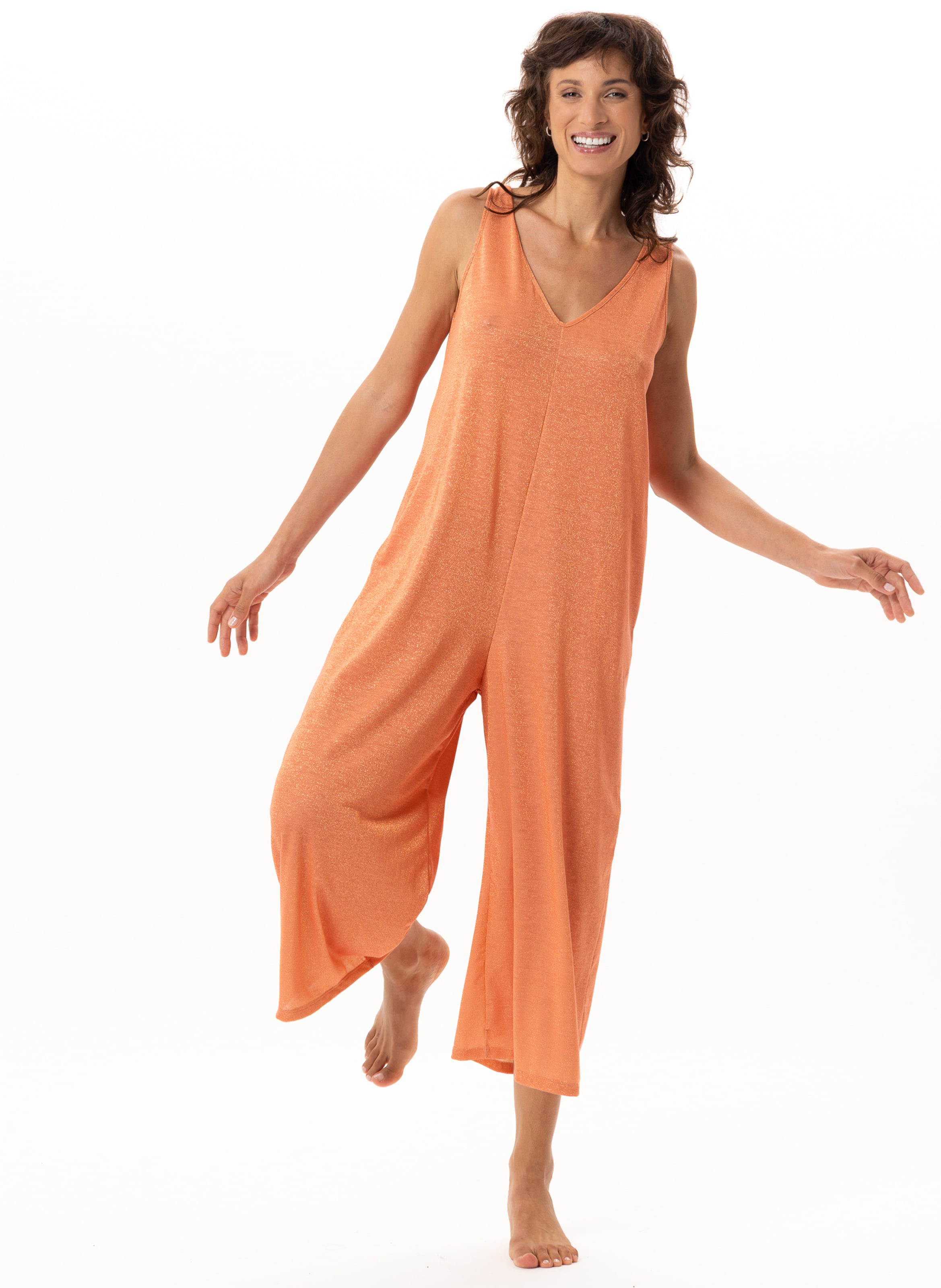 Combi pantalon en maille lurex coco 220 LE CHAT Orange