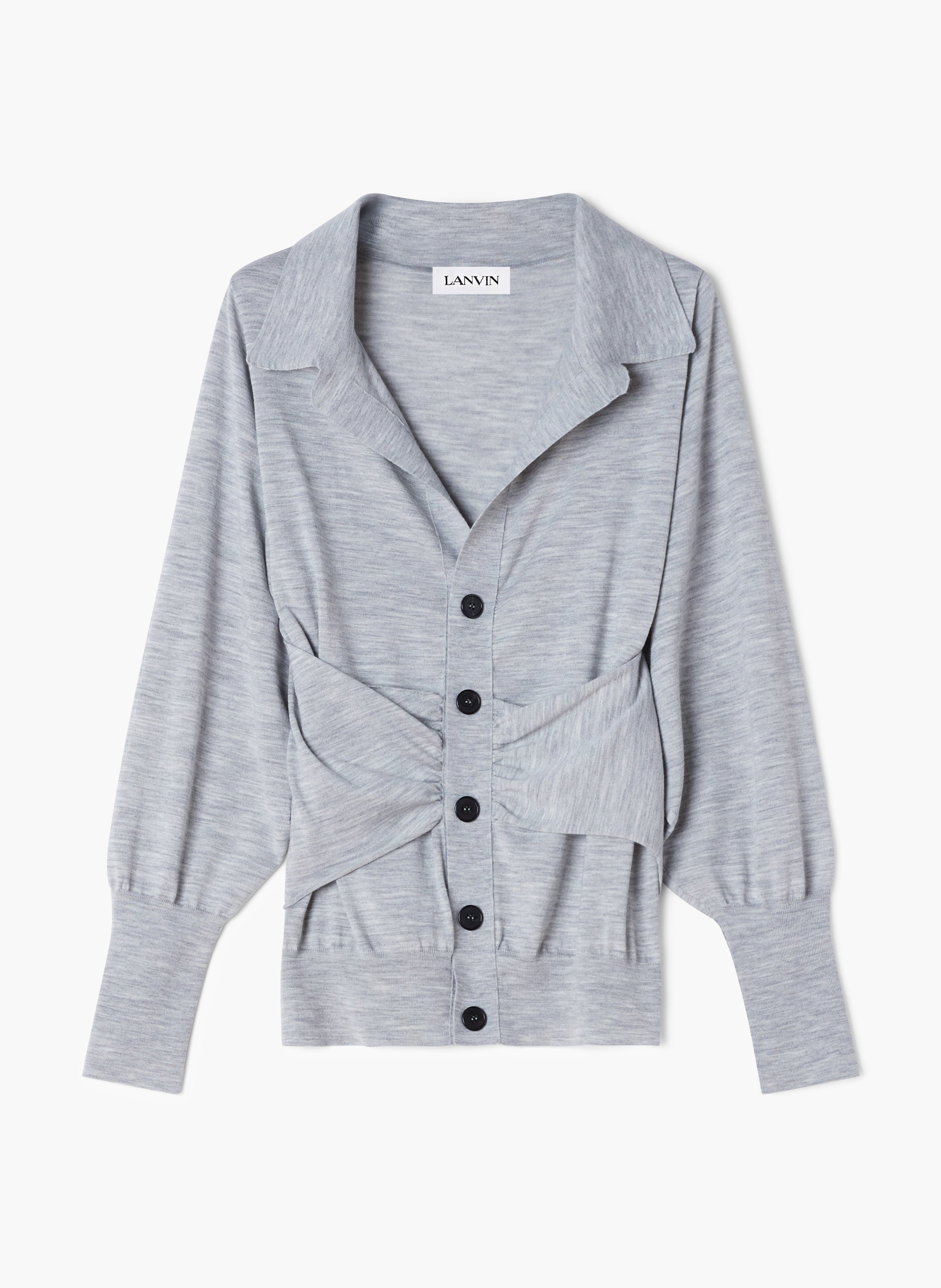 Cardigan drapé en laine LANVIN Noir