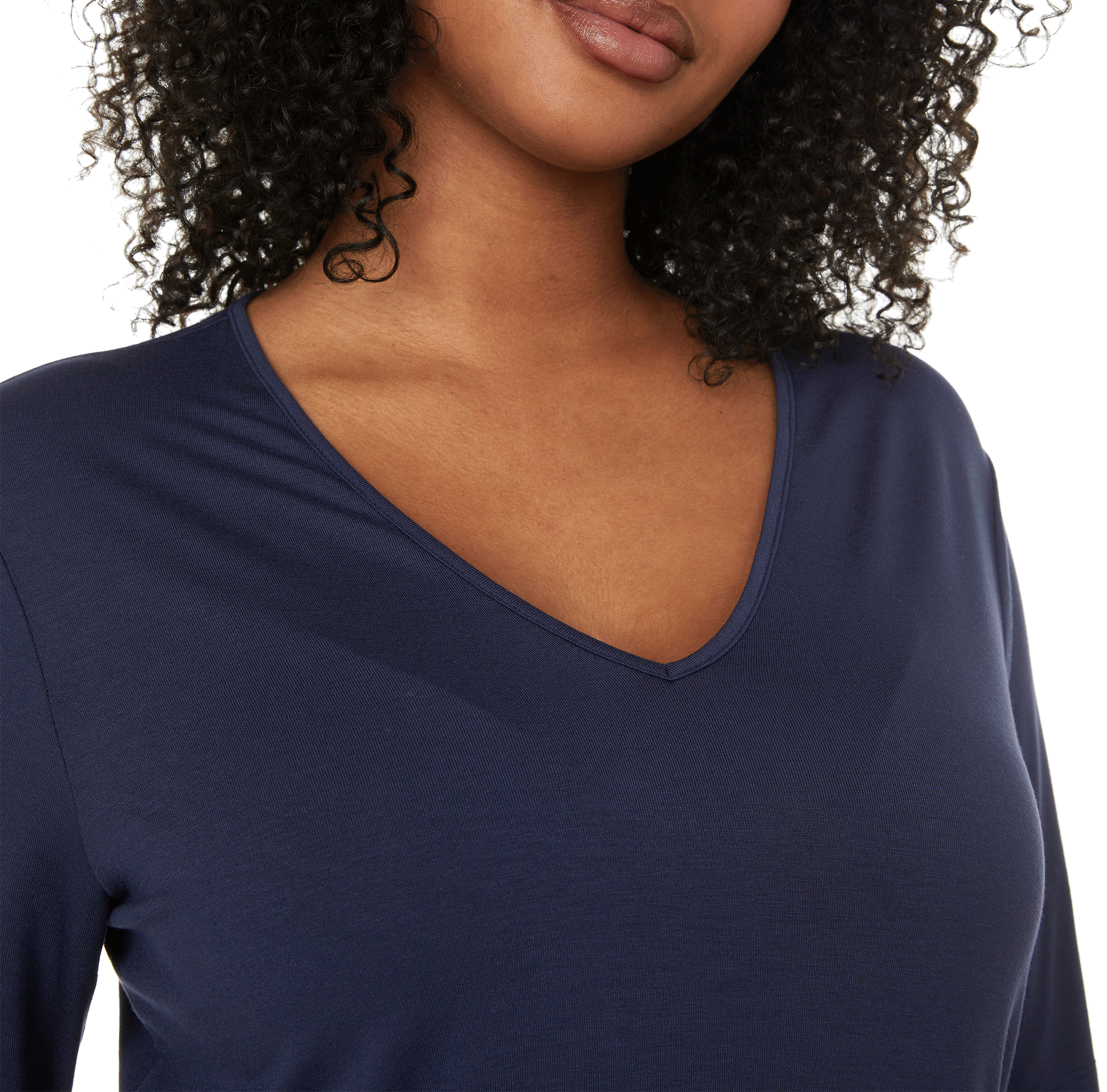 Genevette asymmetric V-neck stretch viscose T-shirt UNIVERSAL STANDARD Blue