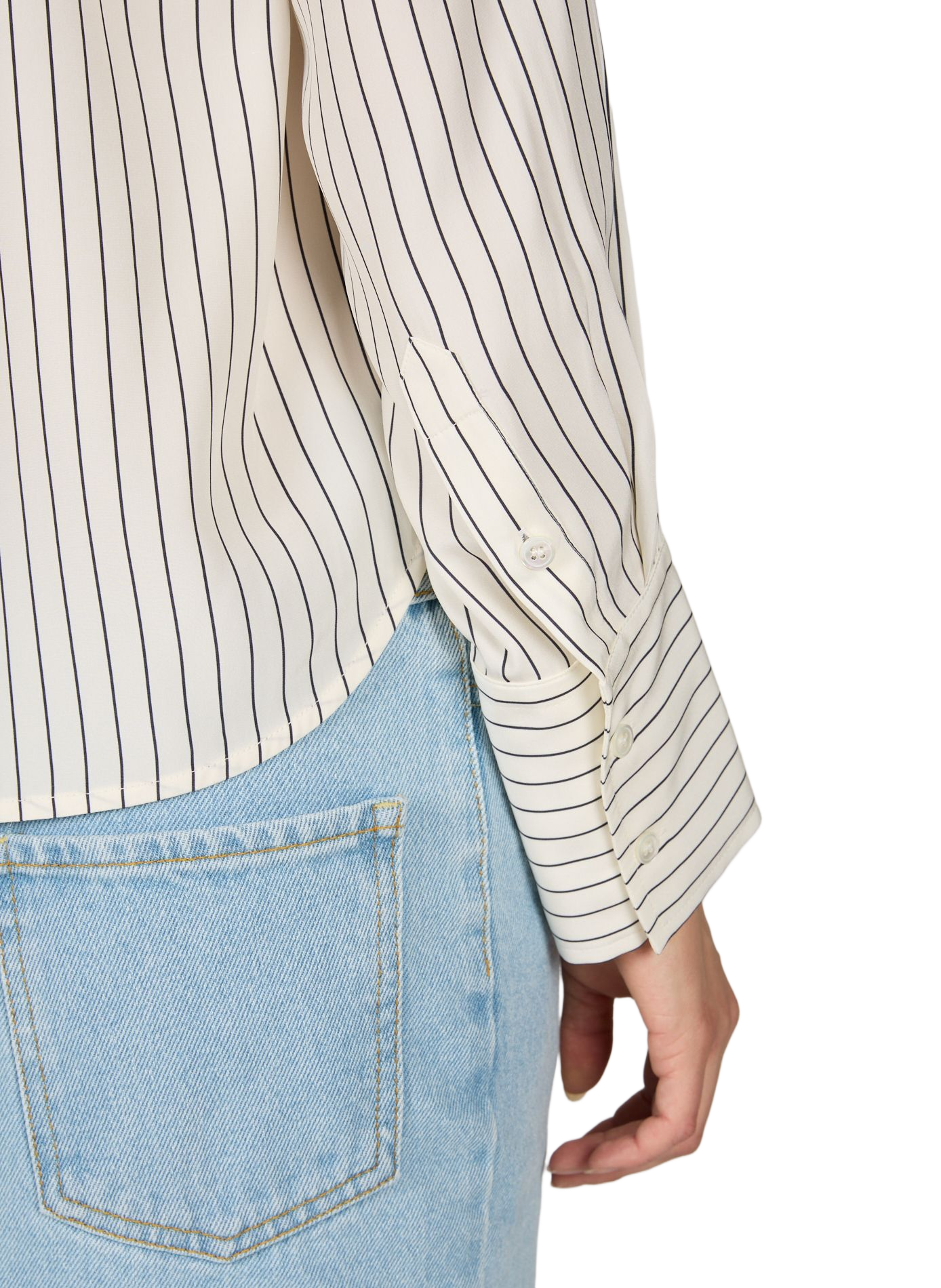 Long-sleeved silk striped shirt CO Beige