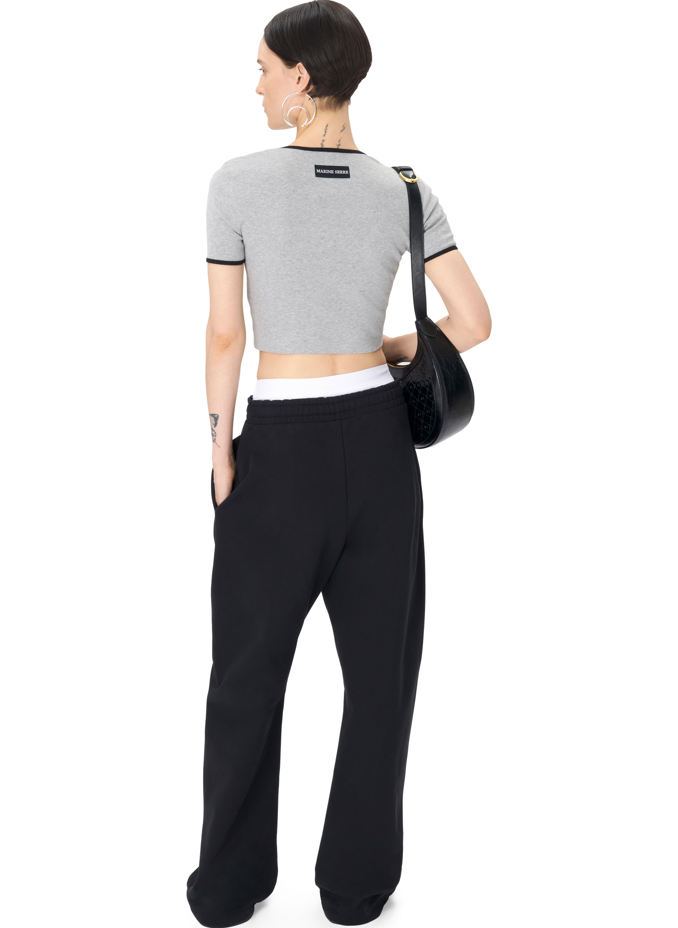 Haut court en jersey avec logo moon MARINE SERRE Gris