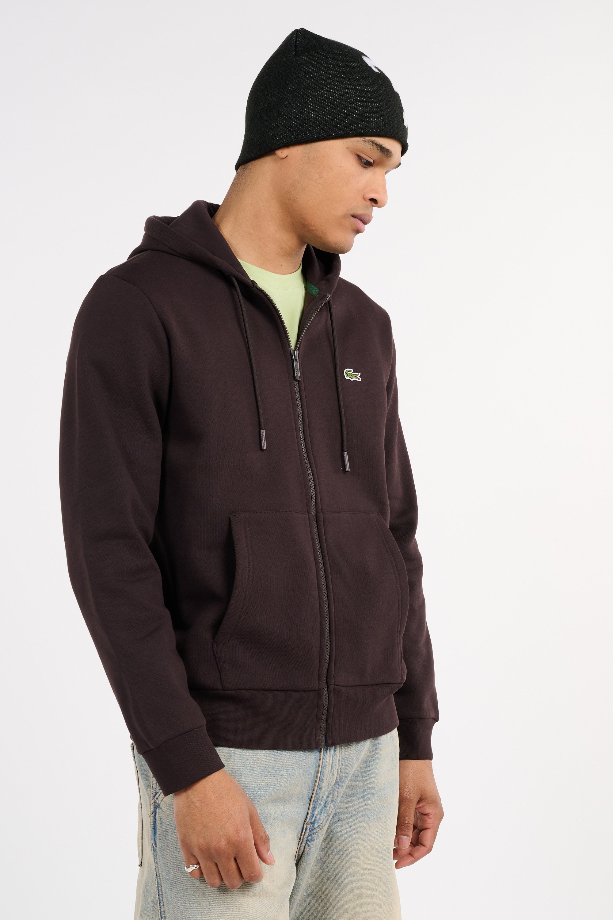 Hoodie zippé LACOSTE Marron