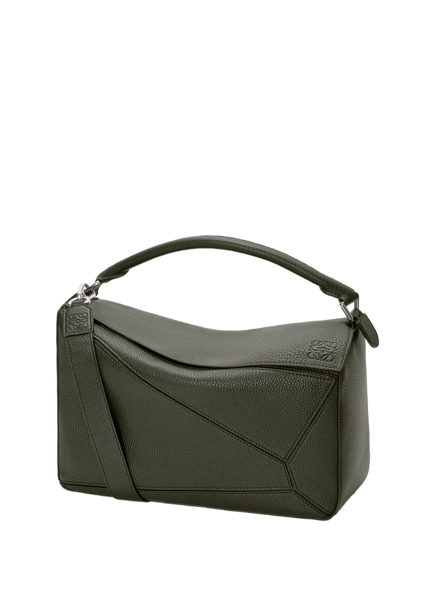 Grand sac Puzzle en cuir de veau souple grainé LOEWE Kaki