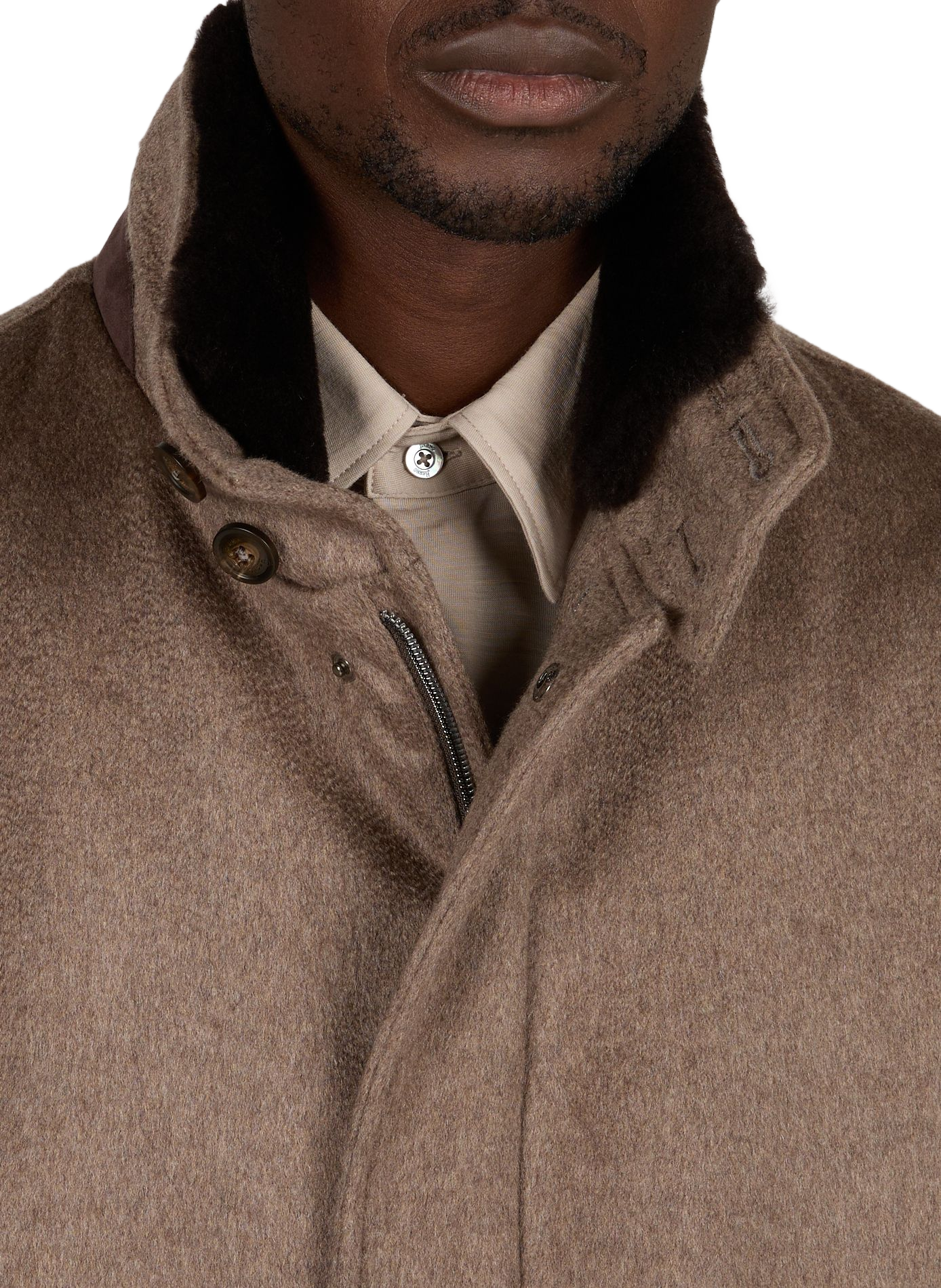 Mid-length solid cashmere coat HERNO Brown