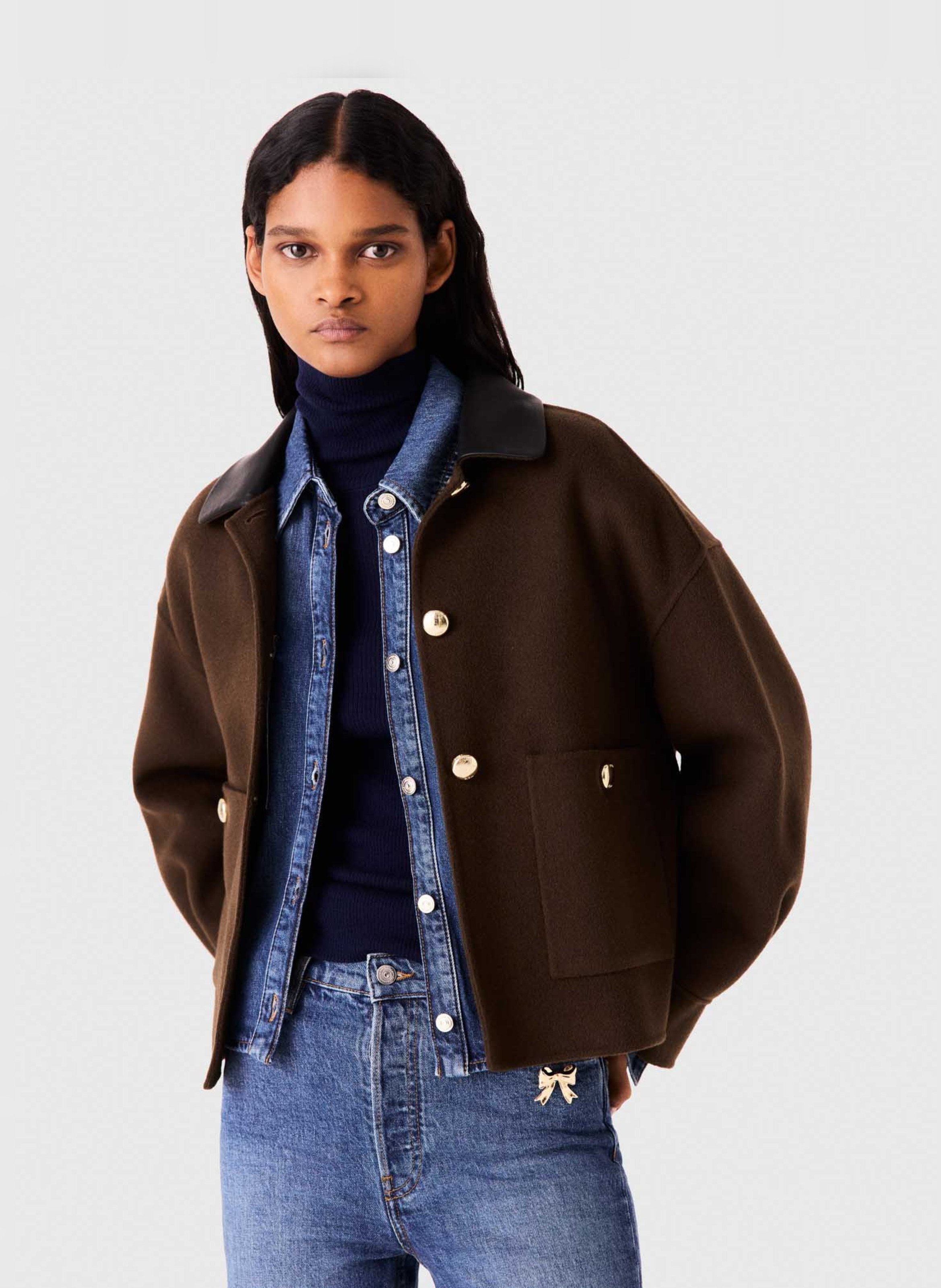 Veste oversize en laine mélangée MAJE Marron