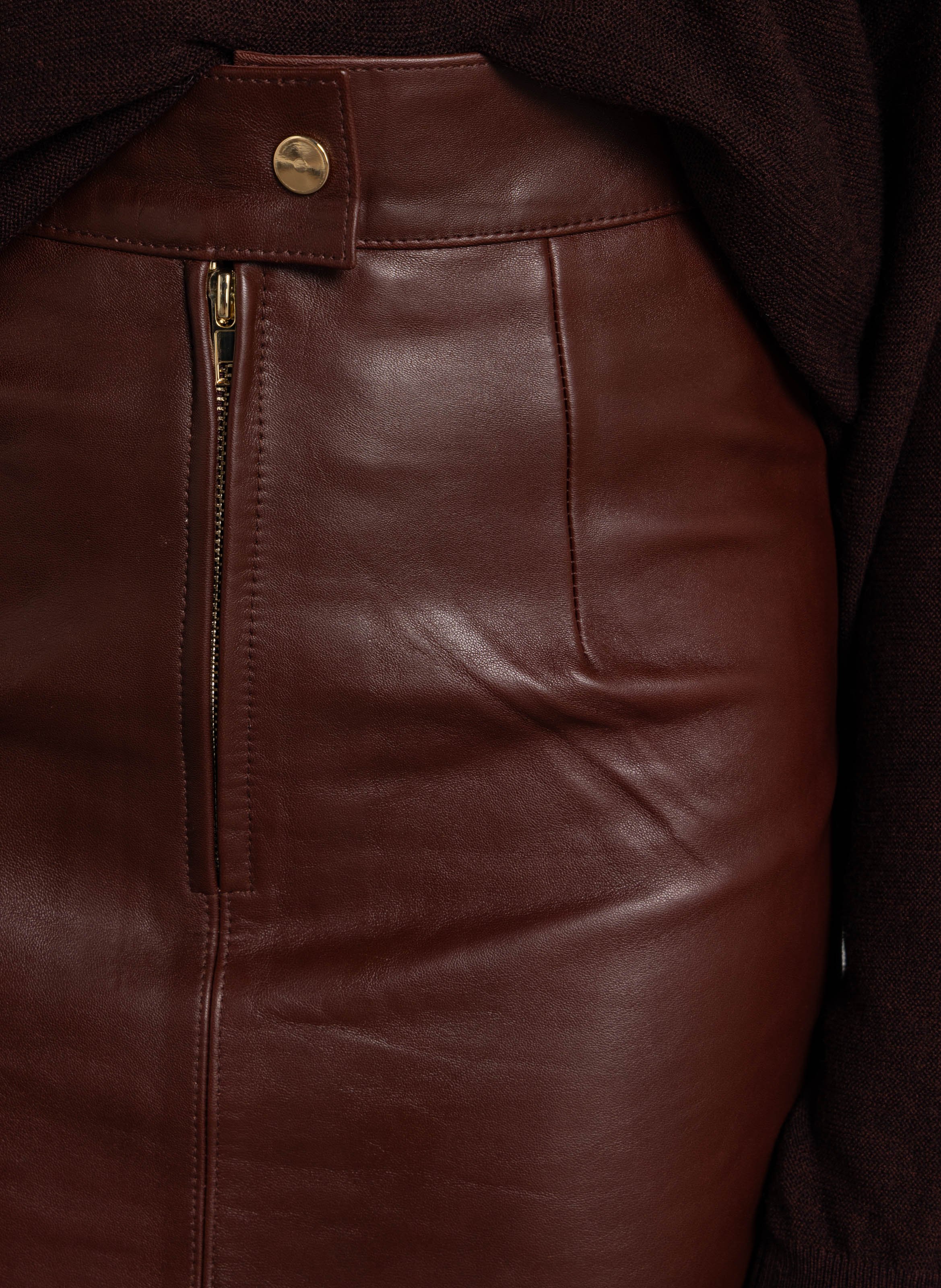 Jupe midi évasée en cuir violette MAISON 123 Rouge