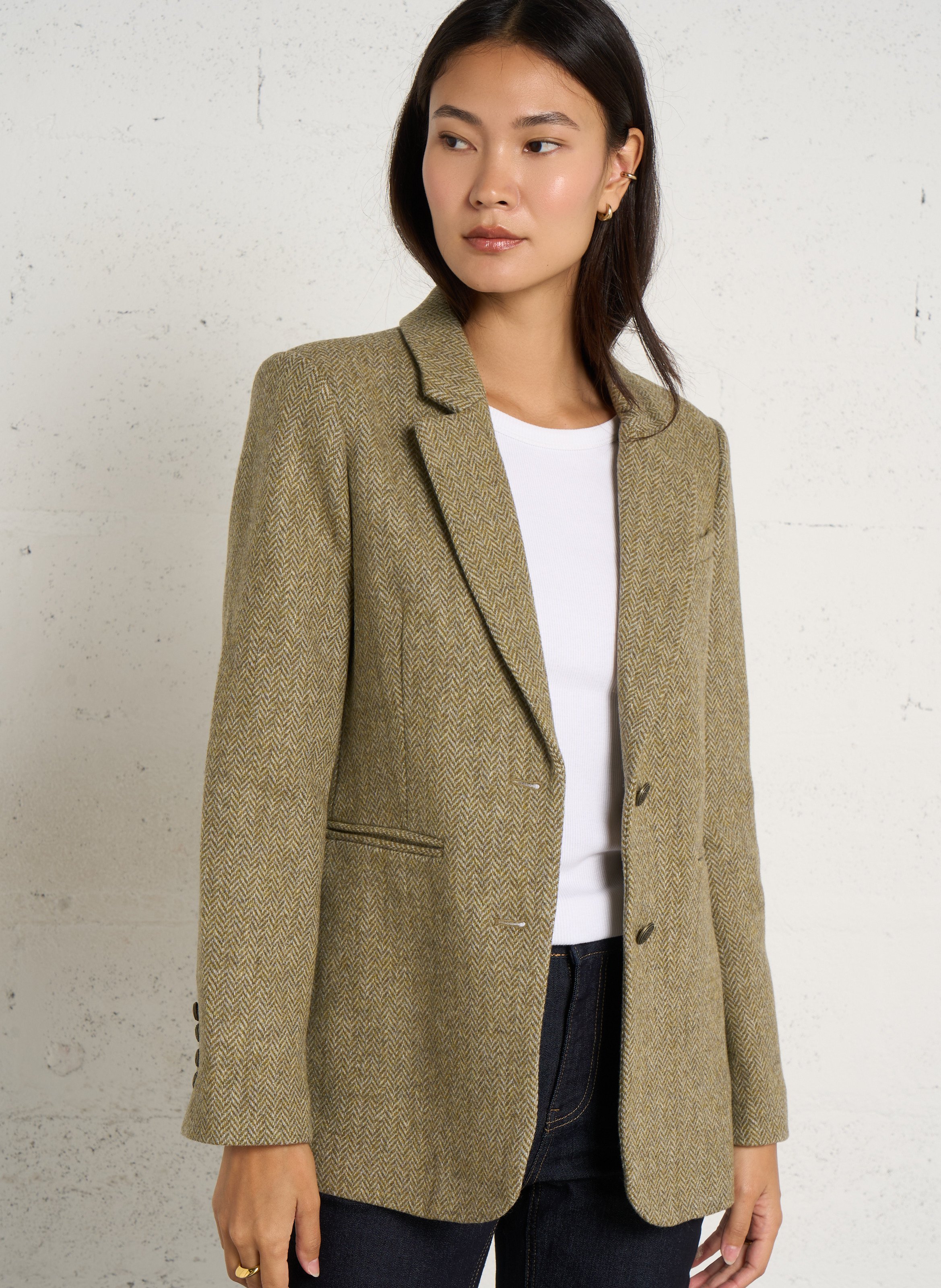 Veste blazer slim imprimé en laine courtney MAISON 123 Vert