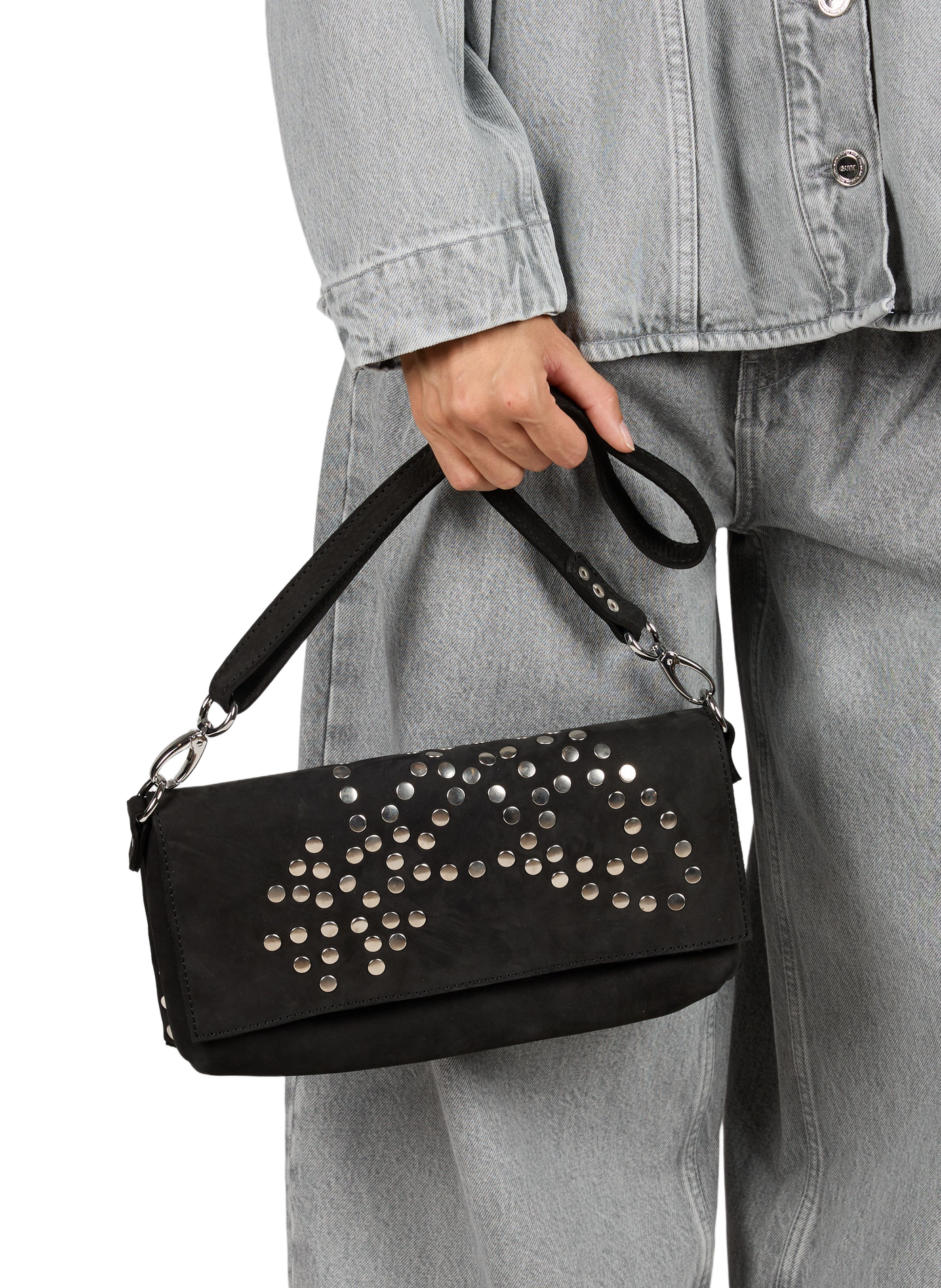 Sac bandoulière à studs en cuir VIVIENNE WESTWOOD Noir