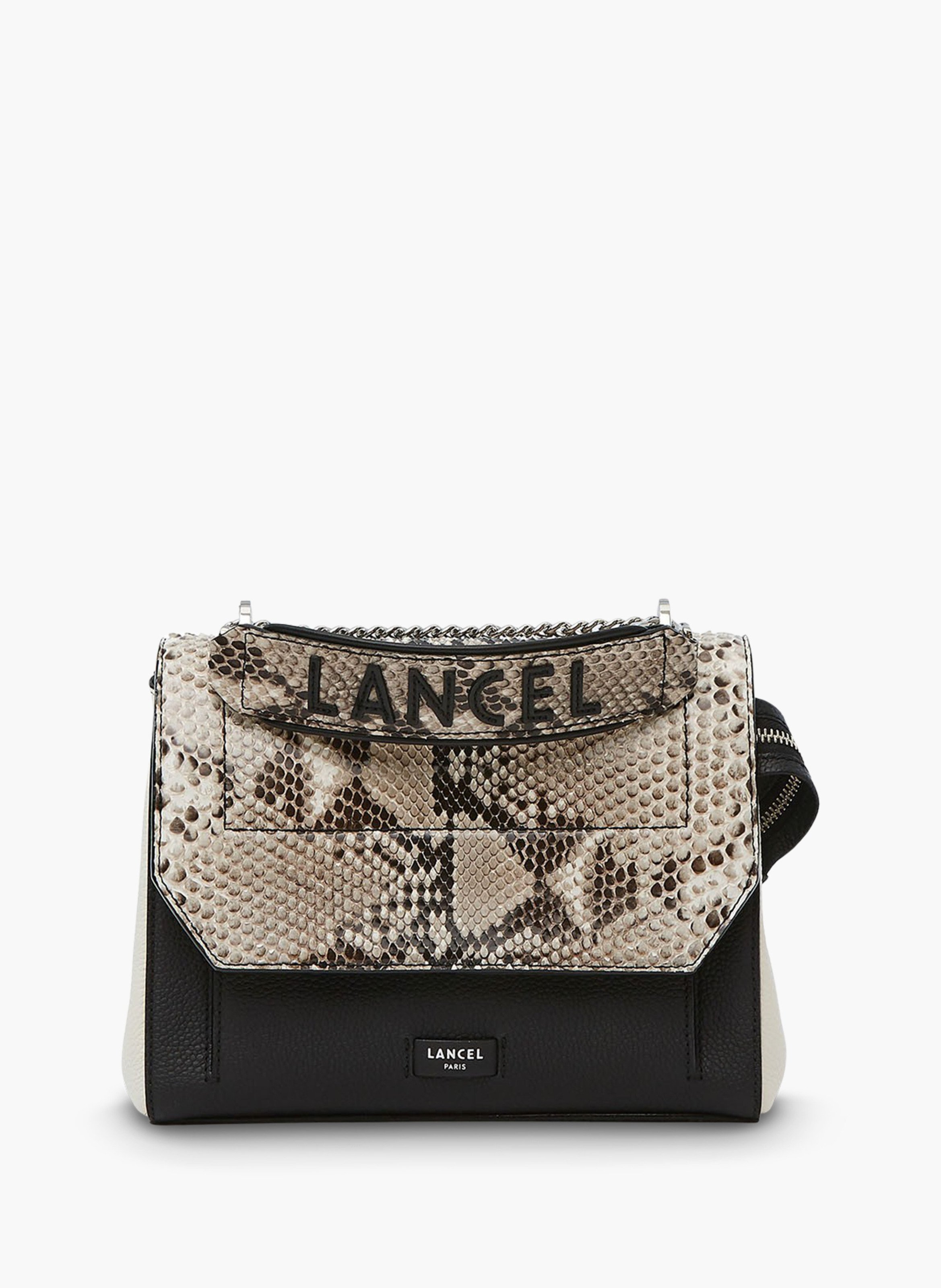 Sac rabat ninon de lancel en cuir de vachette graine & python LANCEL Noir