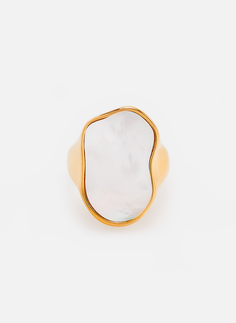 Signet ring in steel and mother-of-pearl Golden AU PRINTEMPS PARIS 