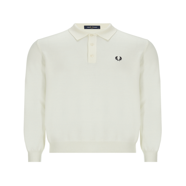 Fred Perry Long-sleeved Wool Polo Shirt In Neutral