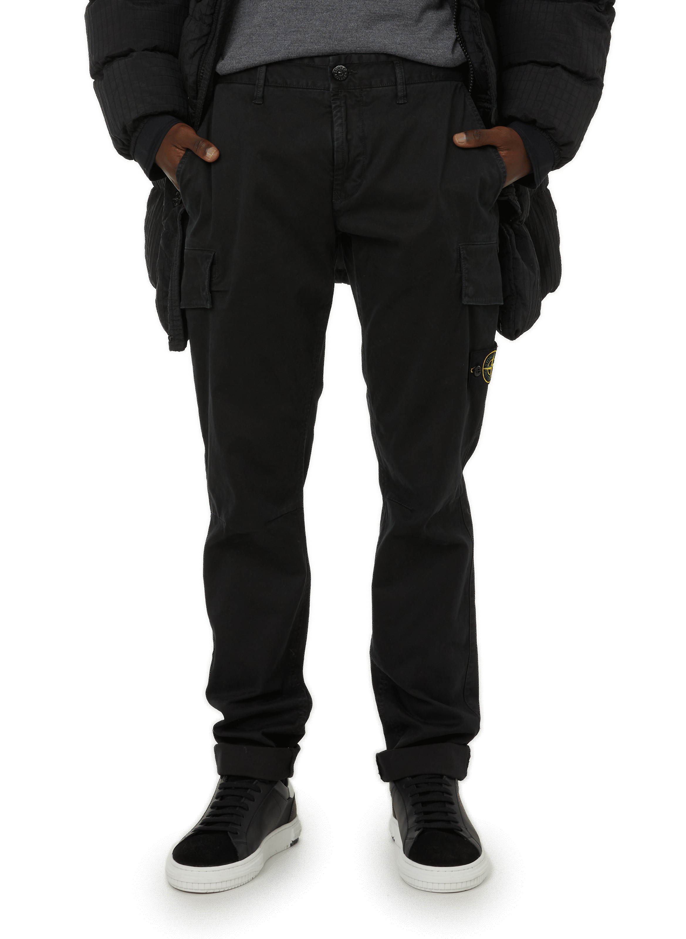 STONE ISLAND Cotton cargo pants  Black