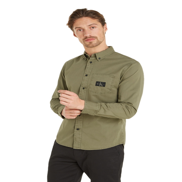 Calvin Klein Long-sleeve Cotton Shirt In Green