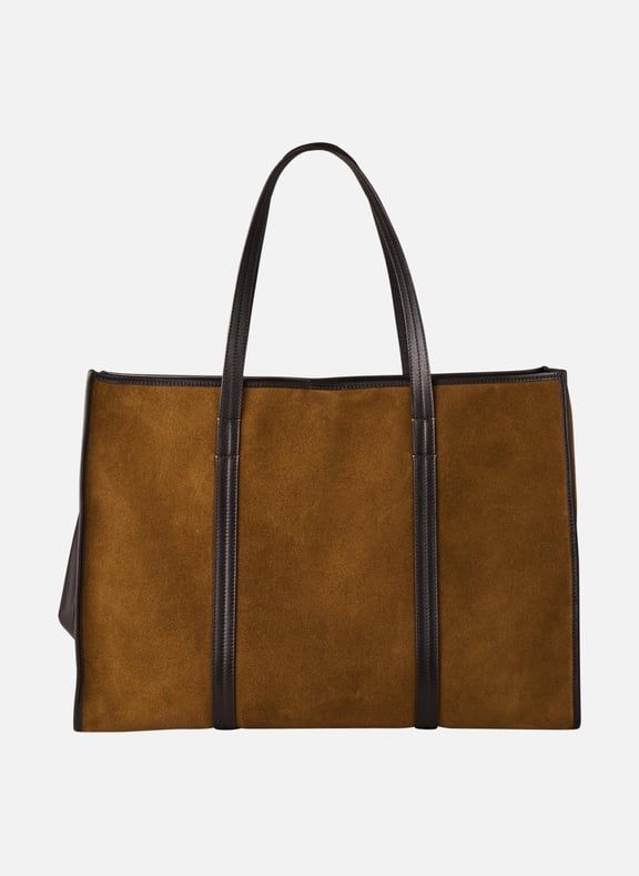 Grand cabas en cuir velours Marron by SANDRO SANDRO Grand cabas en cuir velours Marron