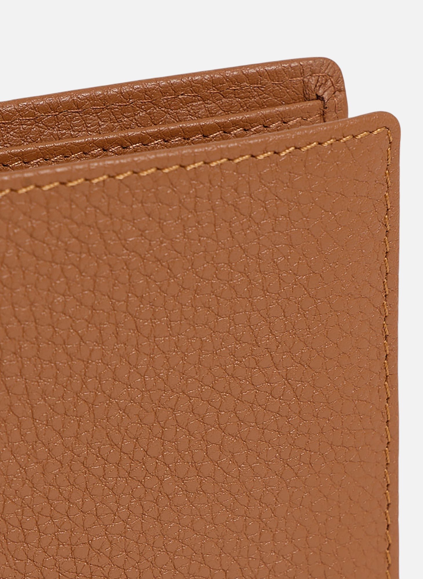 Portefeuille à rabat 2 volets charles en cuir grainé Marron