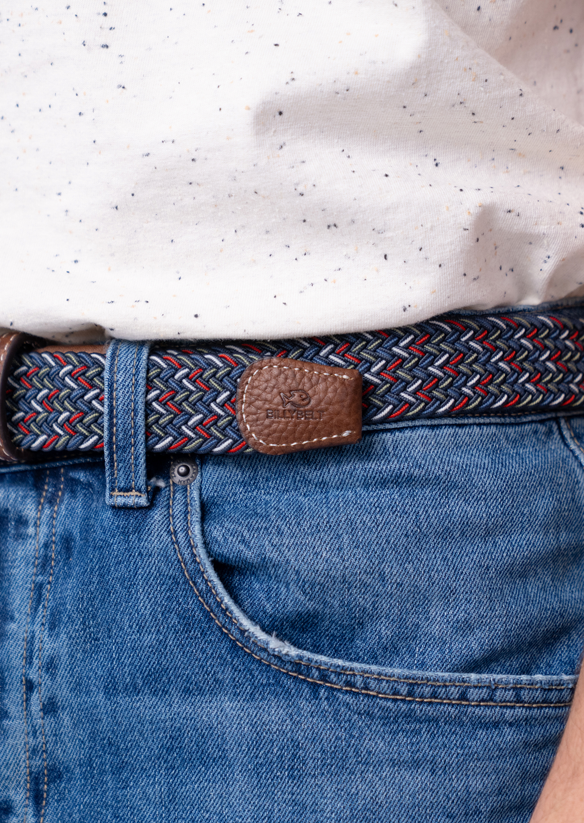 Ceinture tressée élastique multicolore BILLYBELT Bleu
