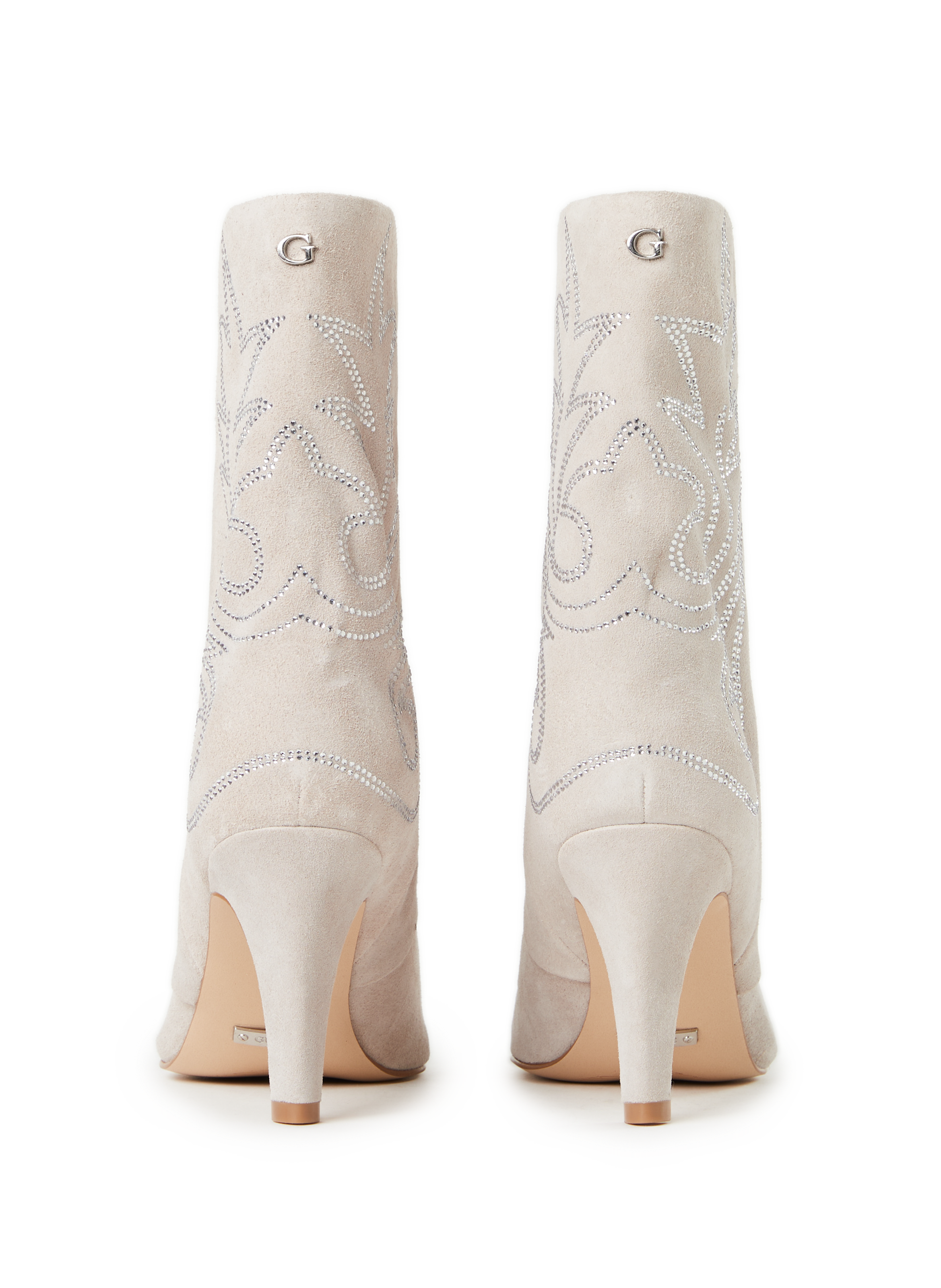 Bottines à talon en cuir GUESS Beige
