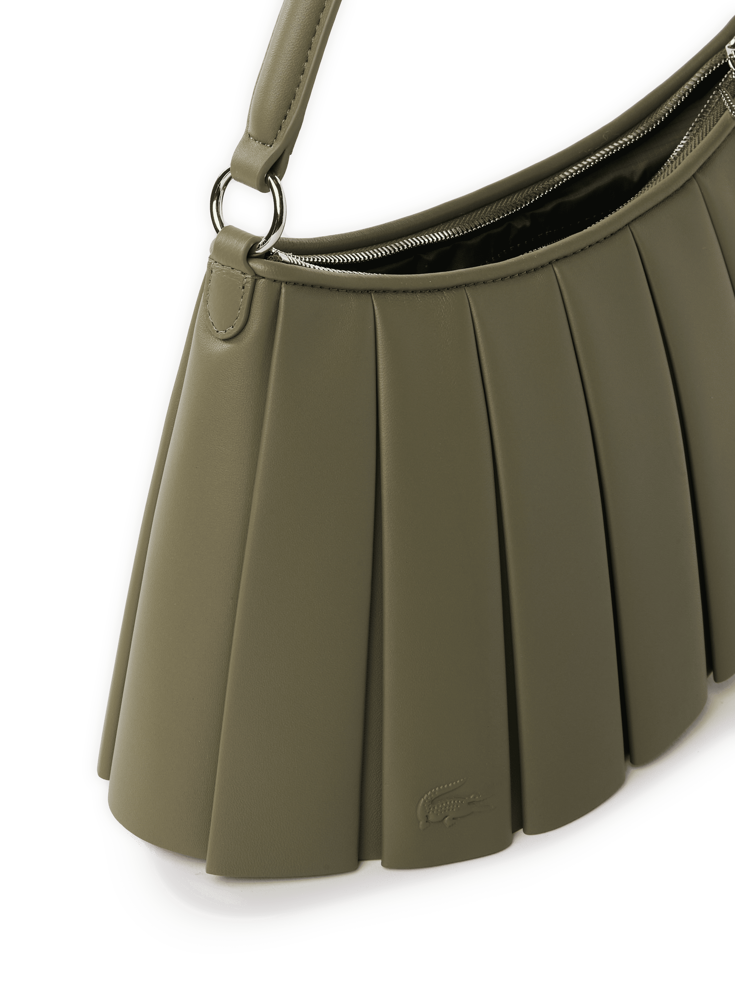 Sac moyen Lenglen plissé en cuir LACOSTE Kaki