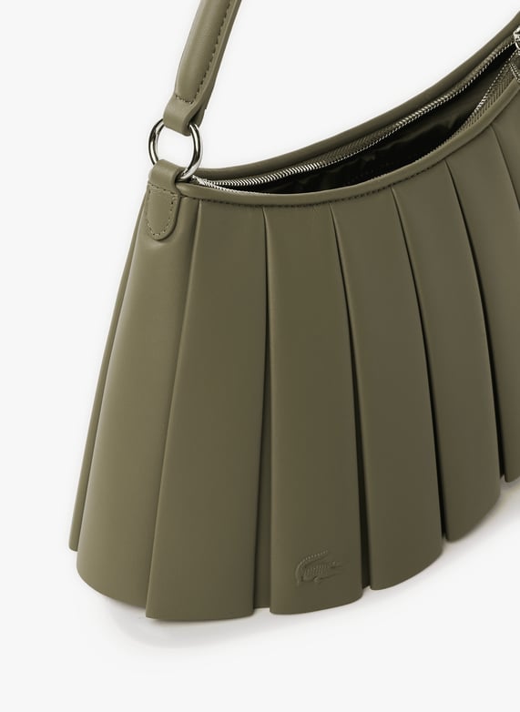 Sac moyen Lenglen plissé en cuir | Kaki by LACOSTE Sac moyen Lenglen plissé en cuir Kaki