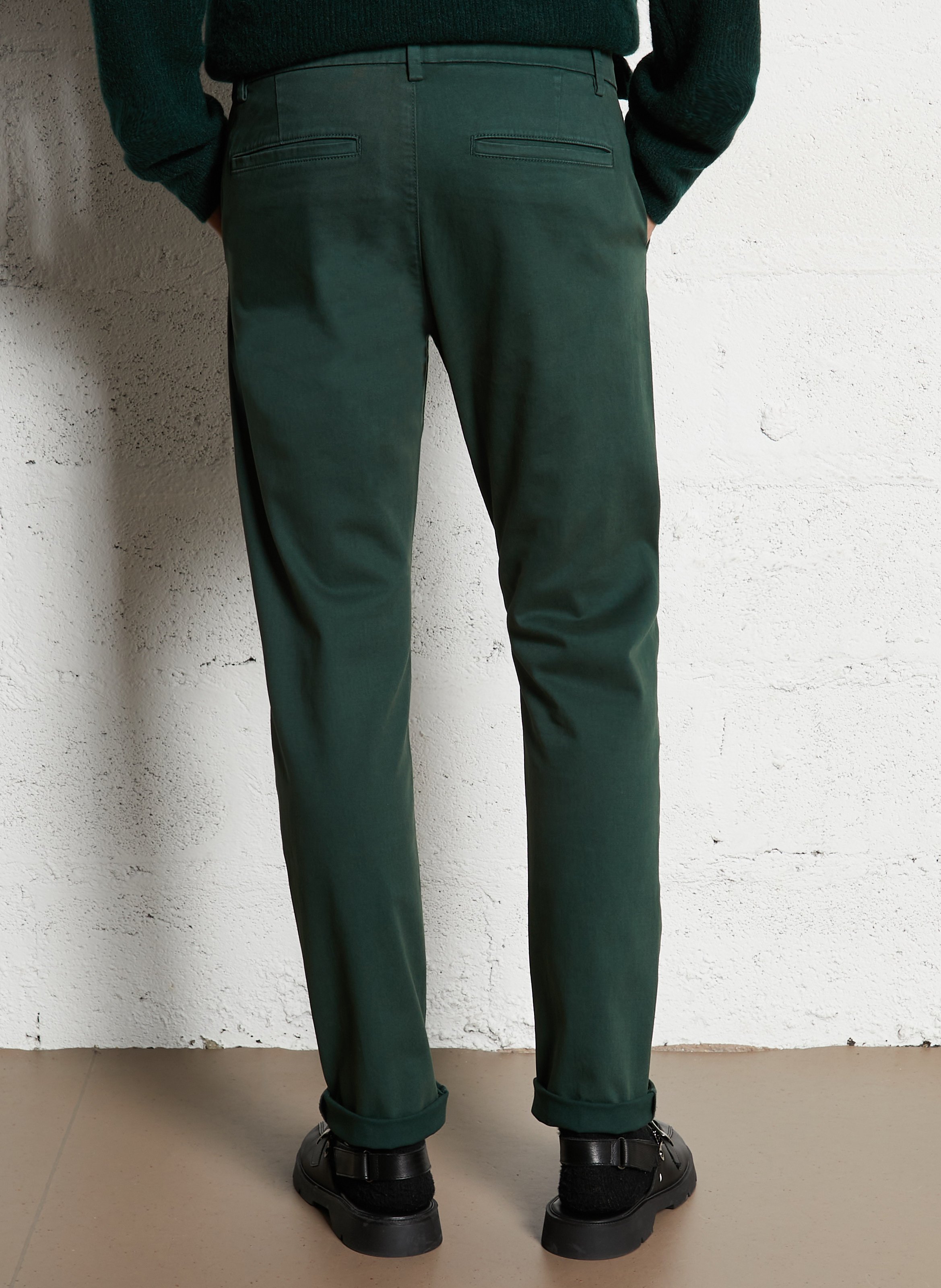 Chino slim-fit en coton mélangé Vert
