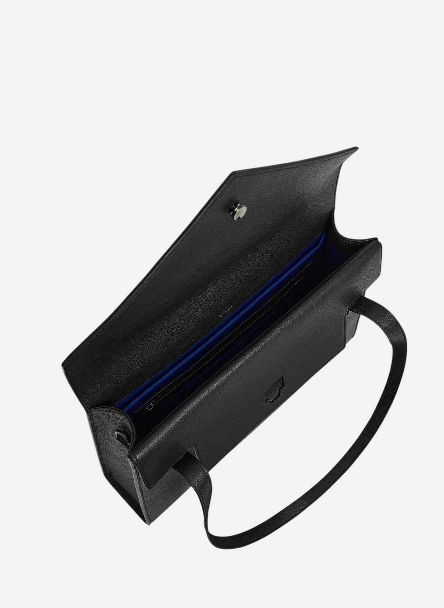 Porte documents double rabat porté épaule emilie en cuir grainé LE TANNEUR Noir