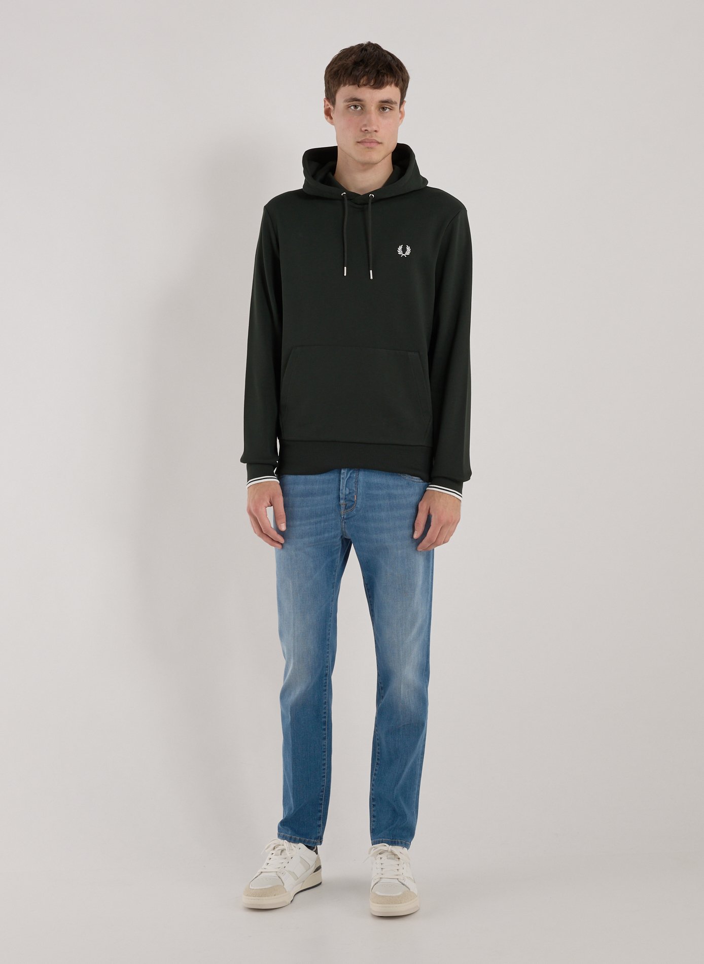 Sweat ample à capuche en coton FRED PERRY Vert