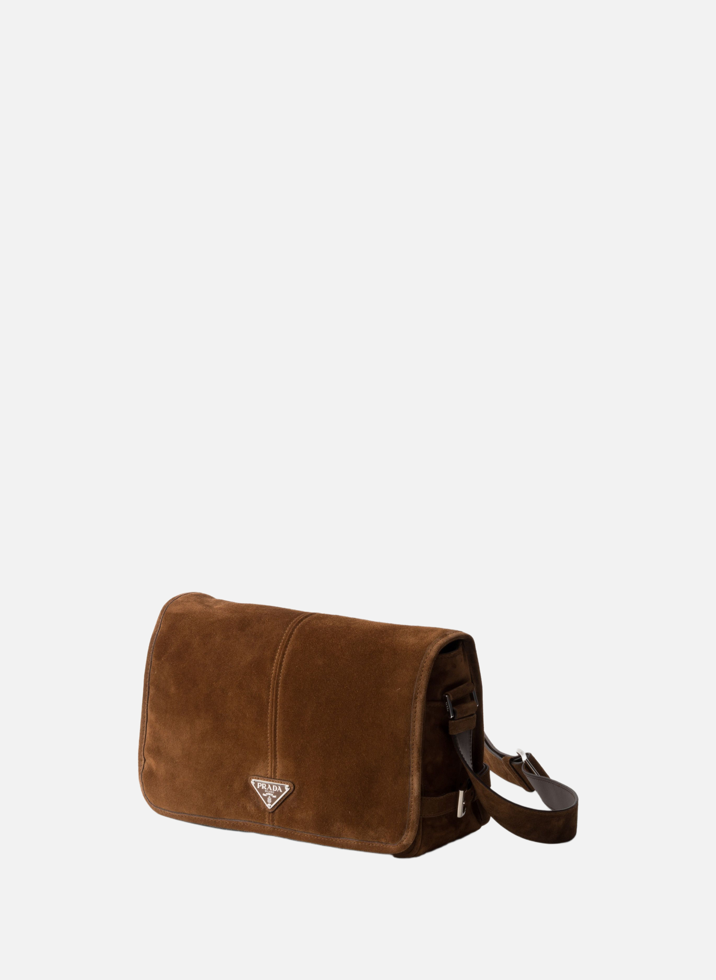 Sac à bandoulière en suède PRADA Marron