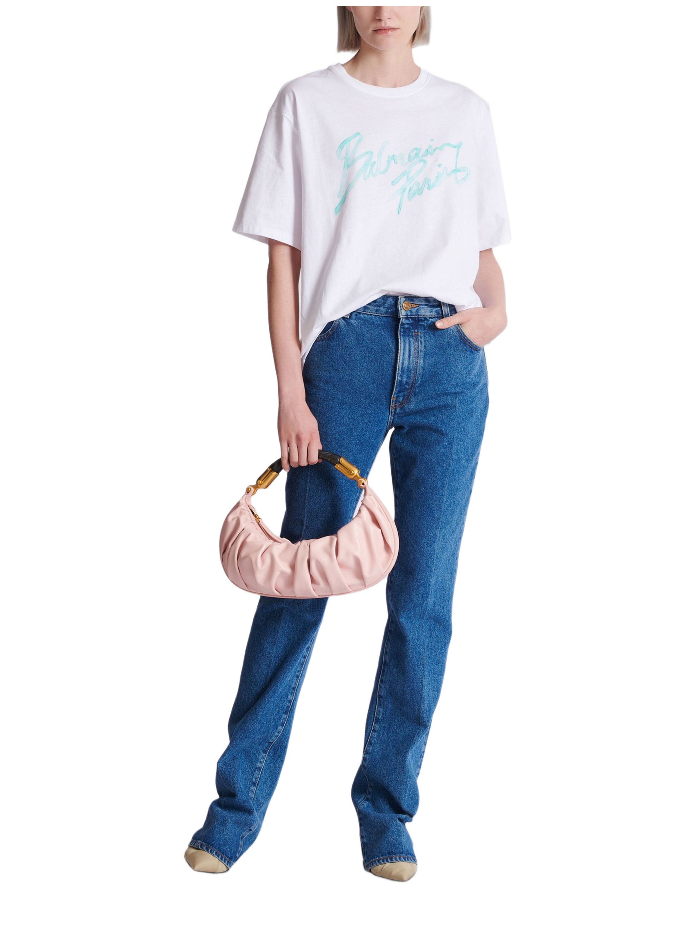 T-shirt décontracté avec imprimé balmain paris brush BALMAIN Blanc