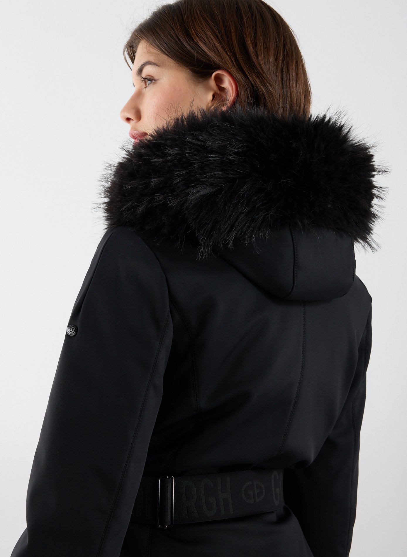 Veste de ski ceinturée à fourrure GOLDBERGH Noir