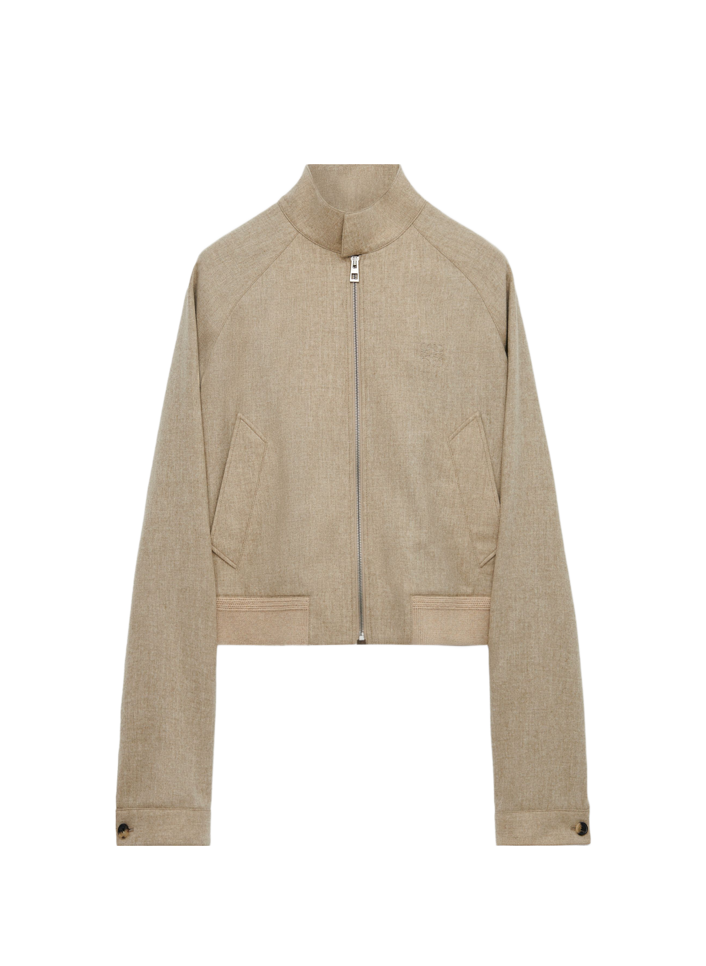 Zip-up jacket with high collar in wool and cashmere LOEWE Beige