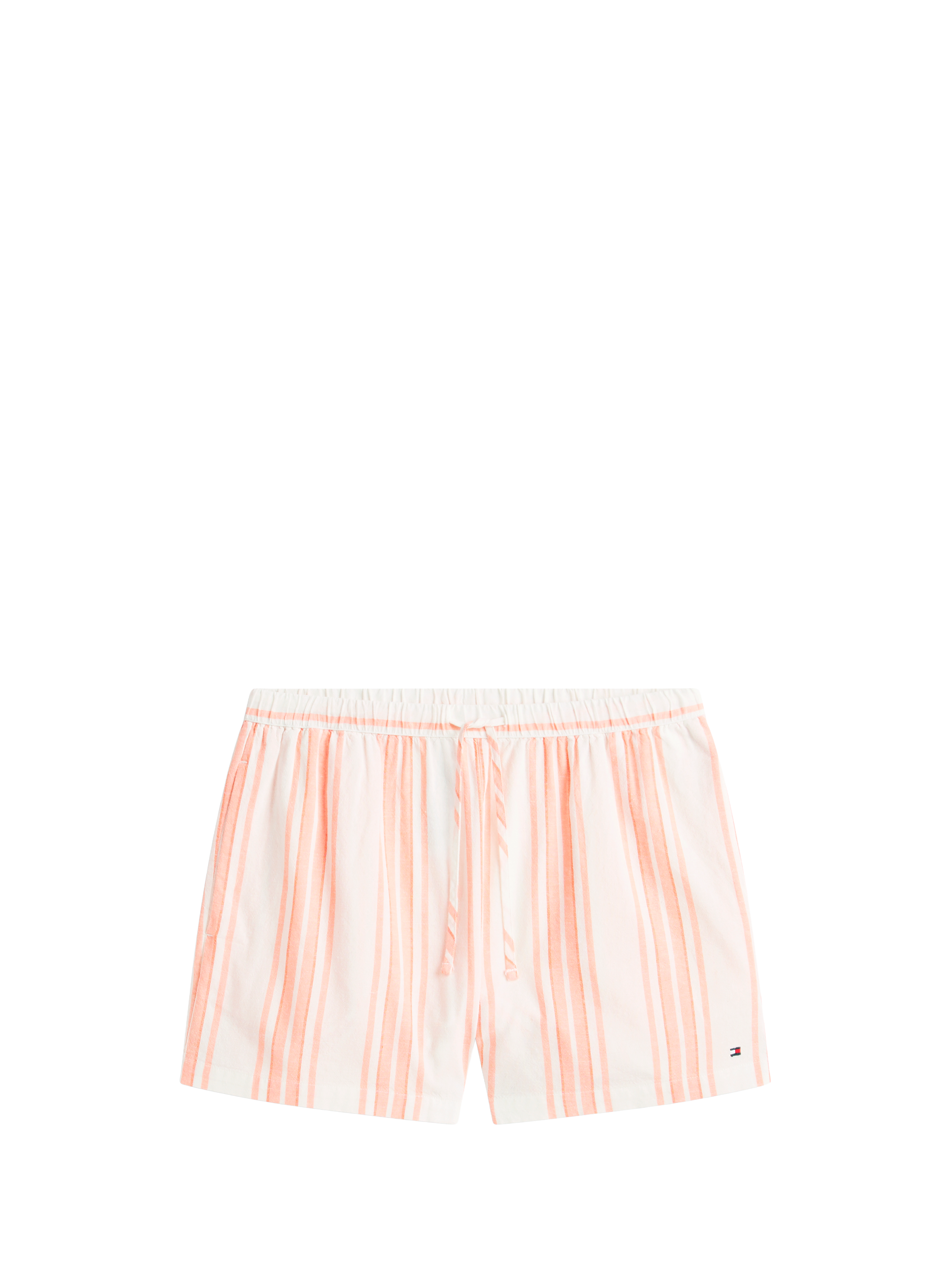 Striped Essential cotton and linen short pajama set TOMMY HILFIGER Orange