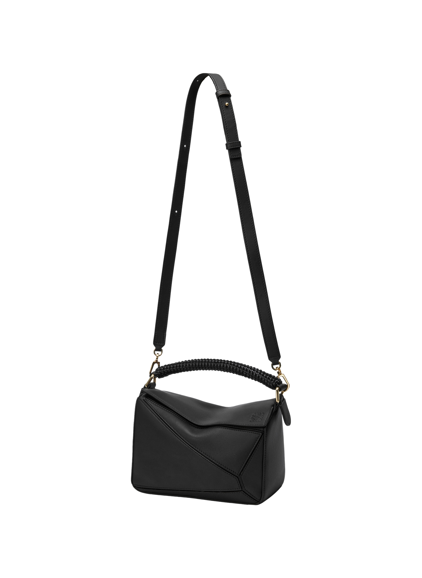 Petit sac Puzzle en cuir de veau lisse et agneau nappa LOEWE Noir