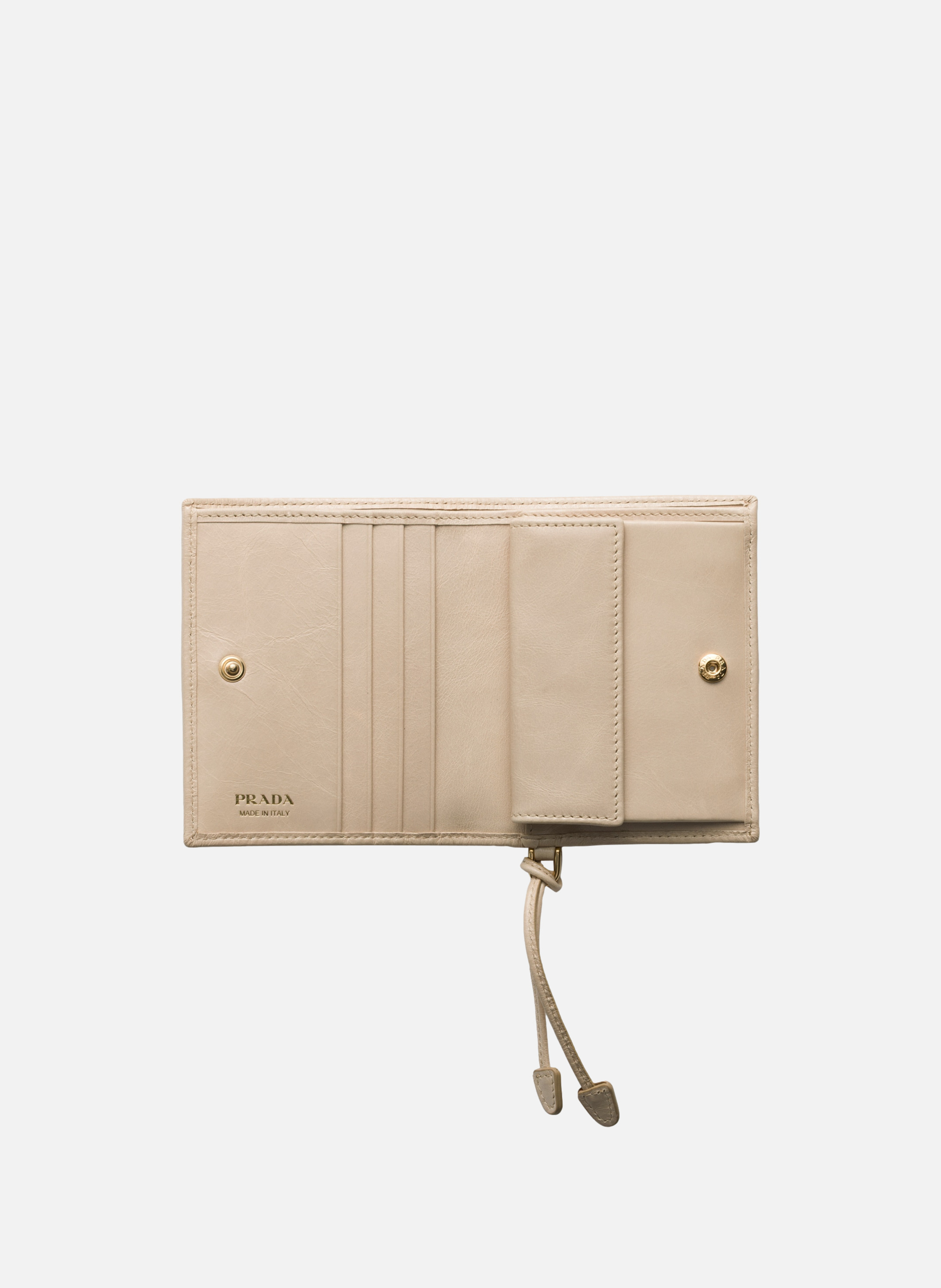 Petit portefeuille en cuir PRADA Beige