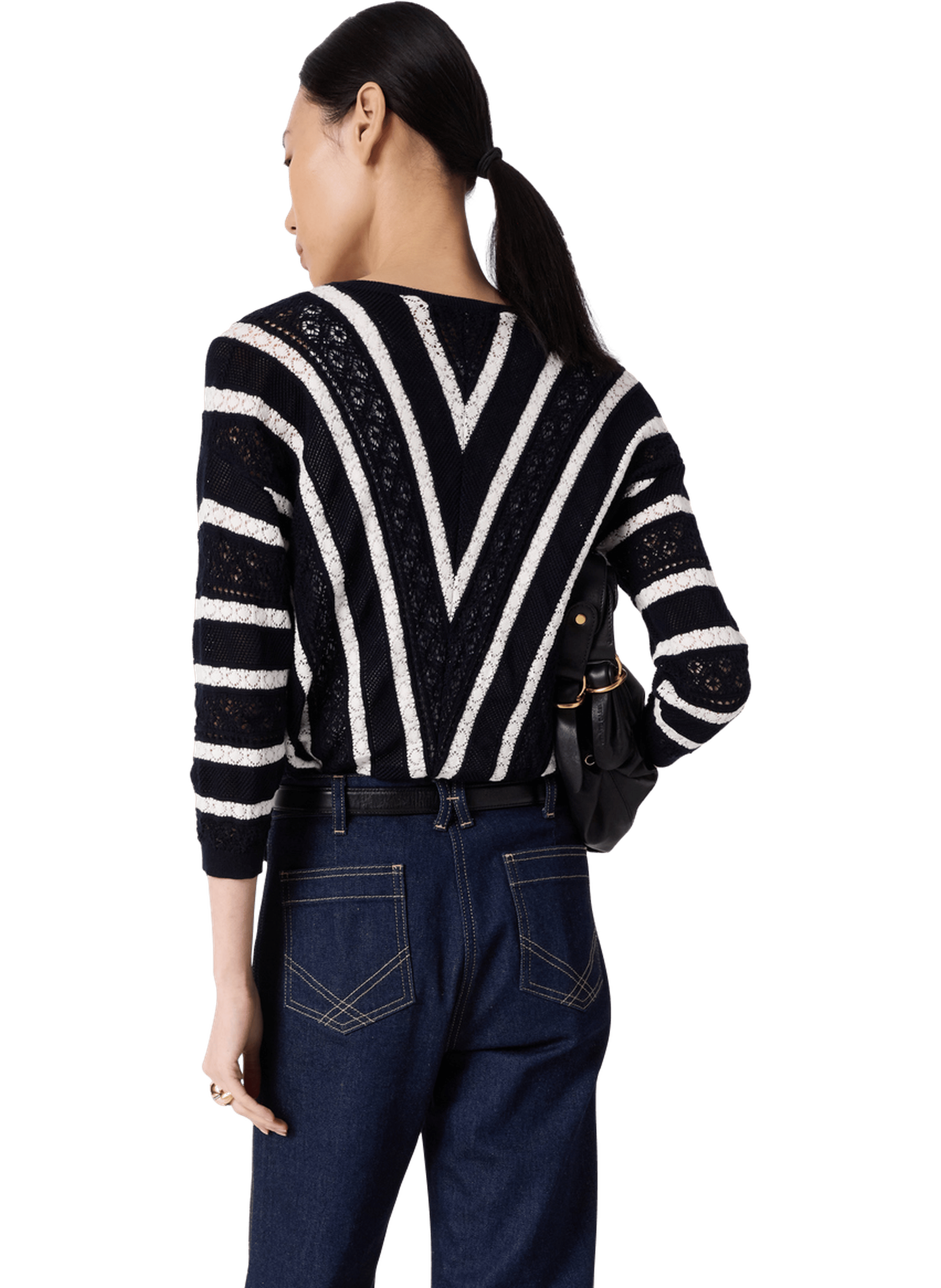 Pull en crochet à rayures contrastées - loretta GERARD DAREL Bleu